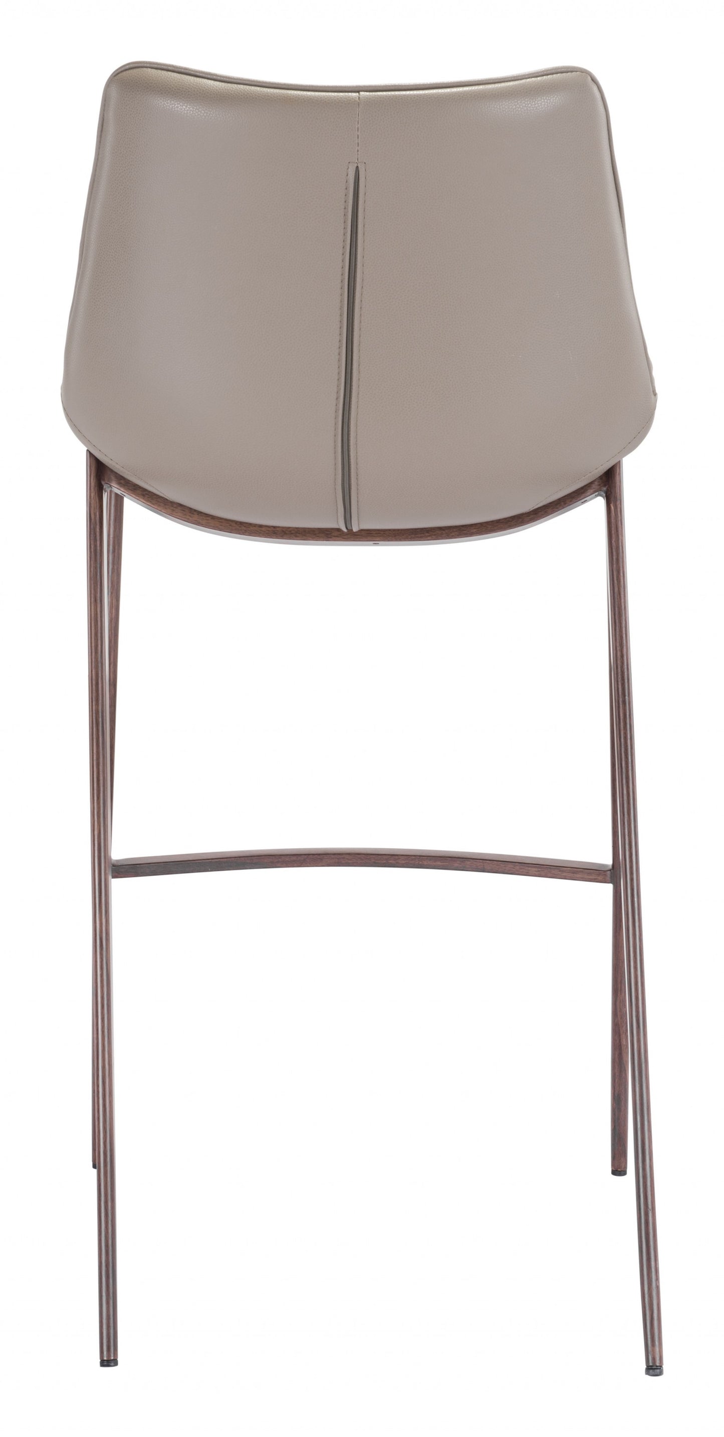 Set Of Two 43" Gray And Brown Steel Low back Bar height Bar Chairs With Footrest