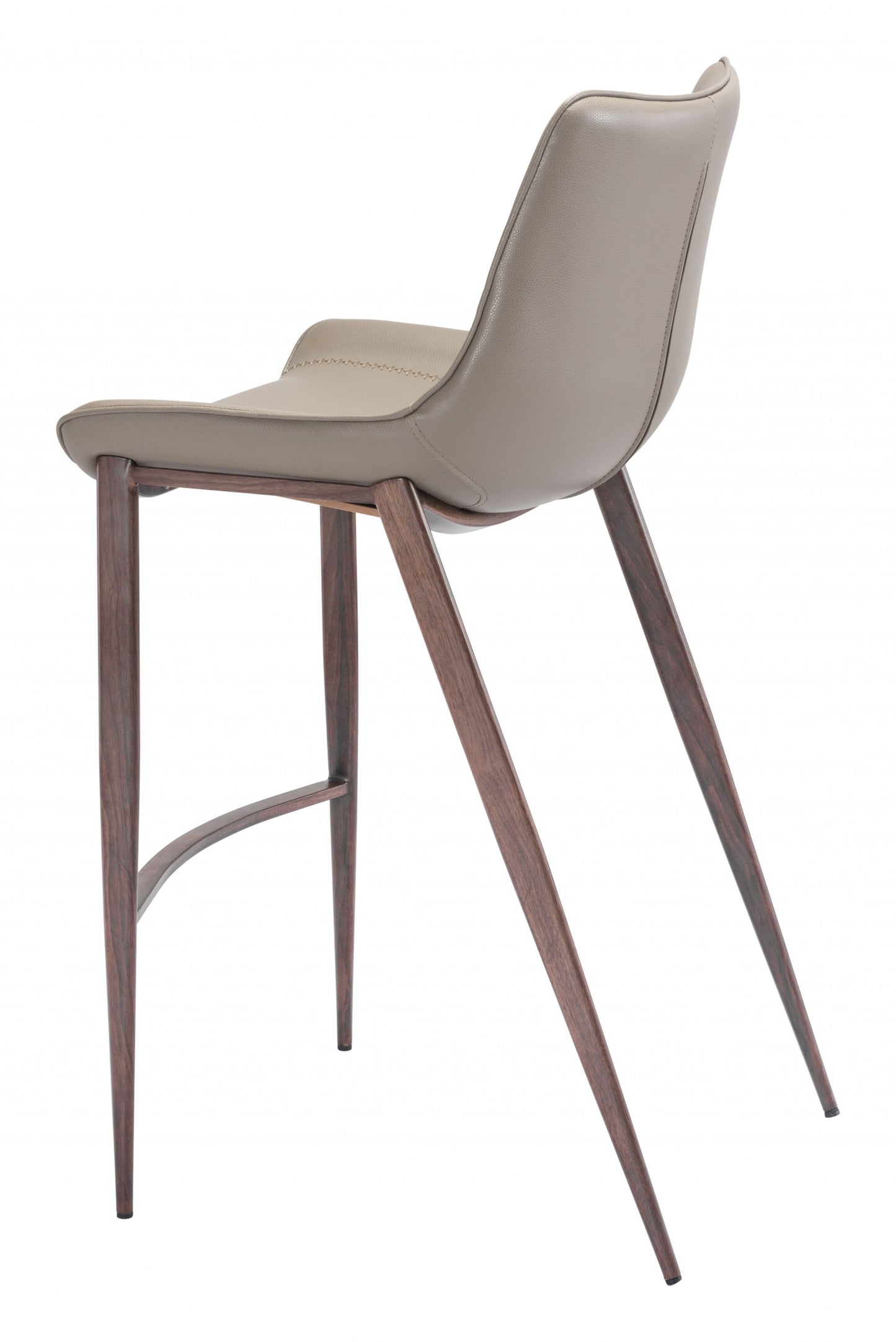 Set Of Two 43" Gray And Brown Steel Low back Bar height Bar Chairs With Footrest