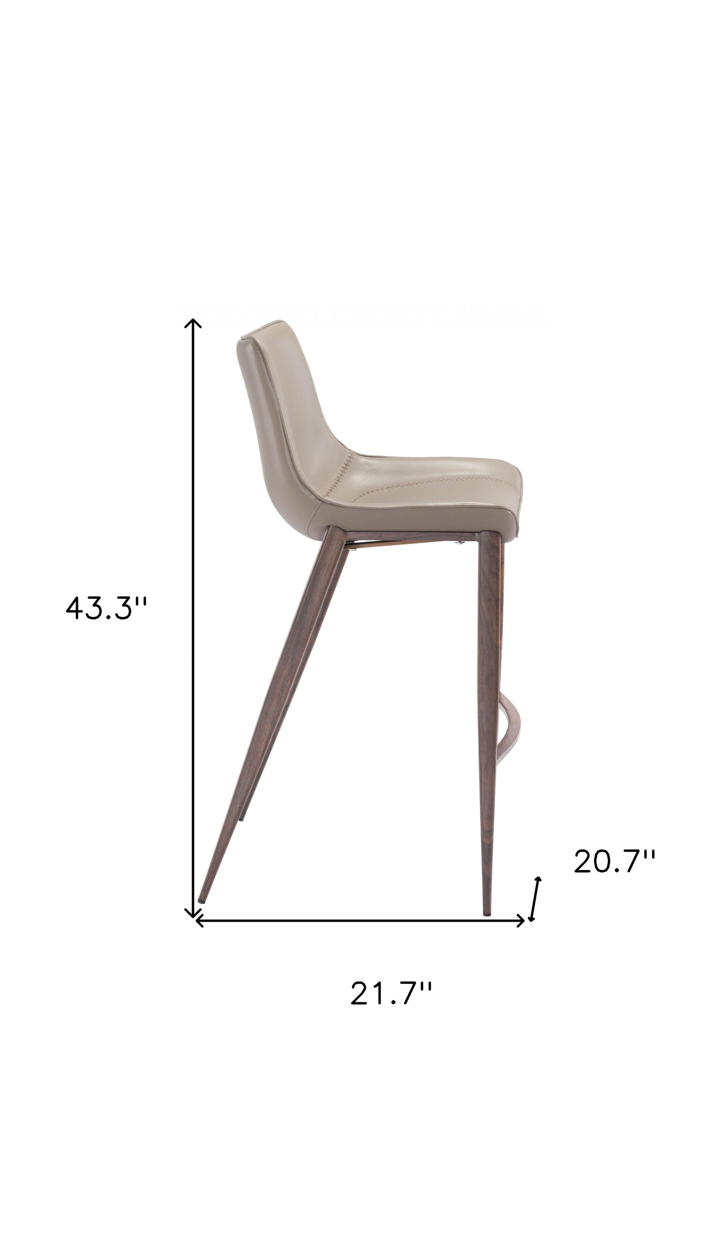 Set Of Two 43" Gray And Brown Steel Low back Bar height Bar Chairs With Footrest