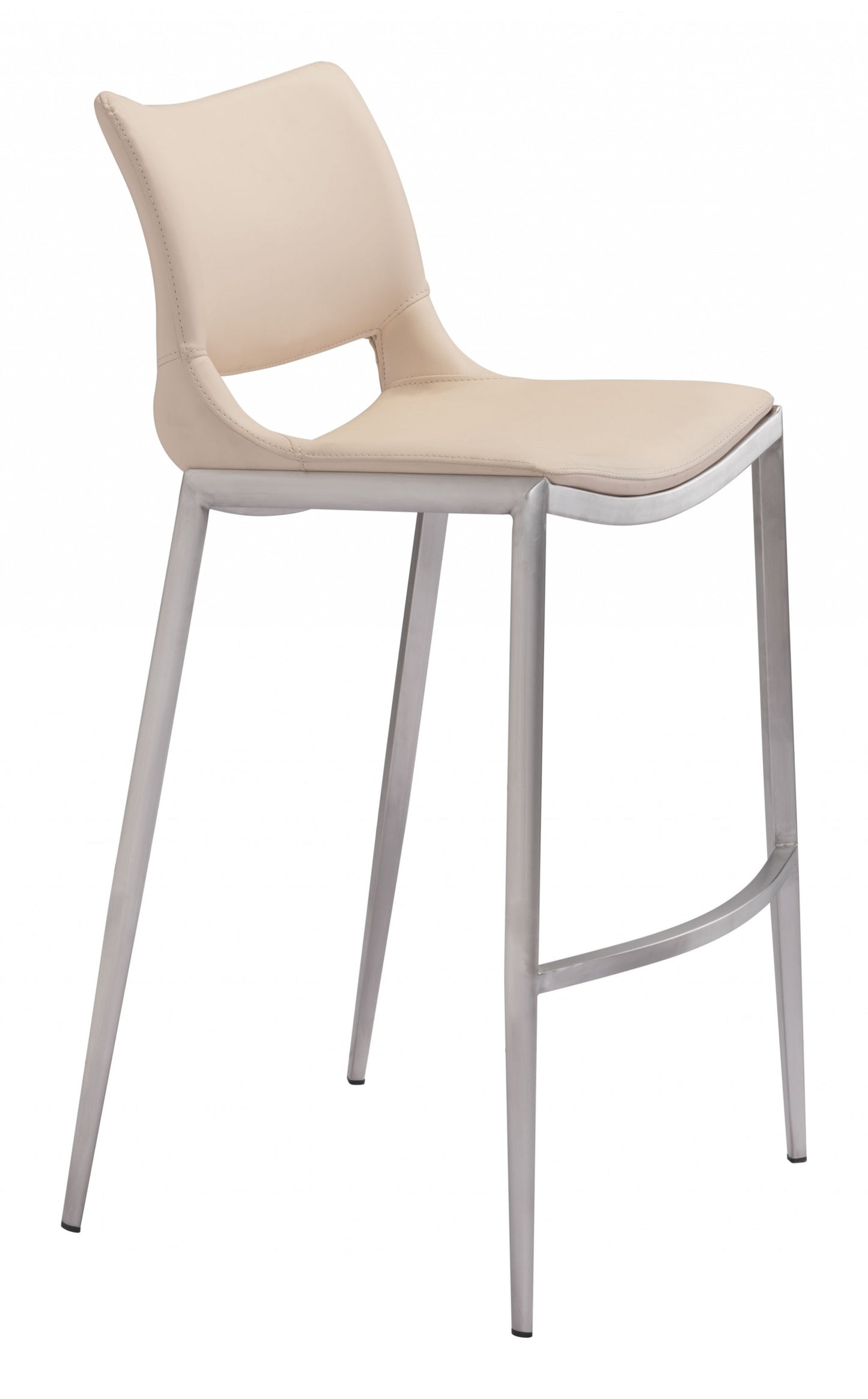 Set Of Two 41" Light Pink And Silver Steel Low Back Bar Height Chairs With Footrest