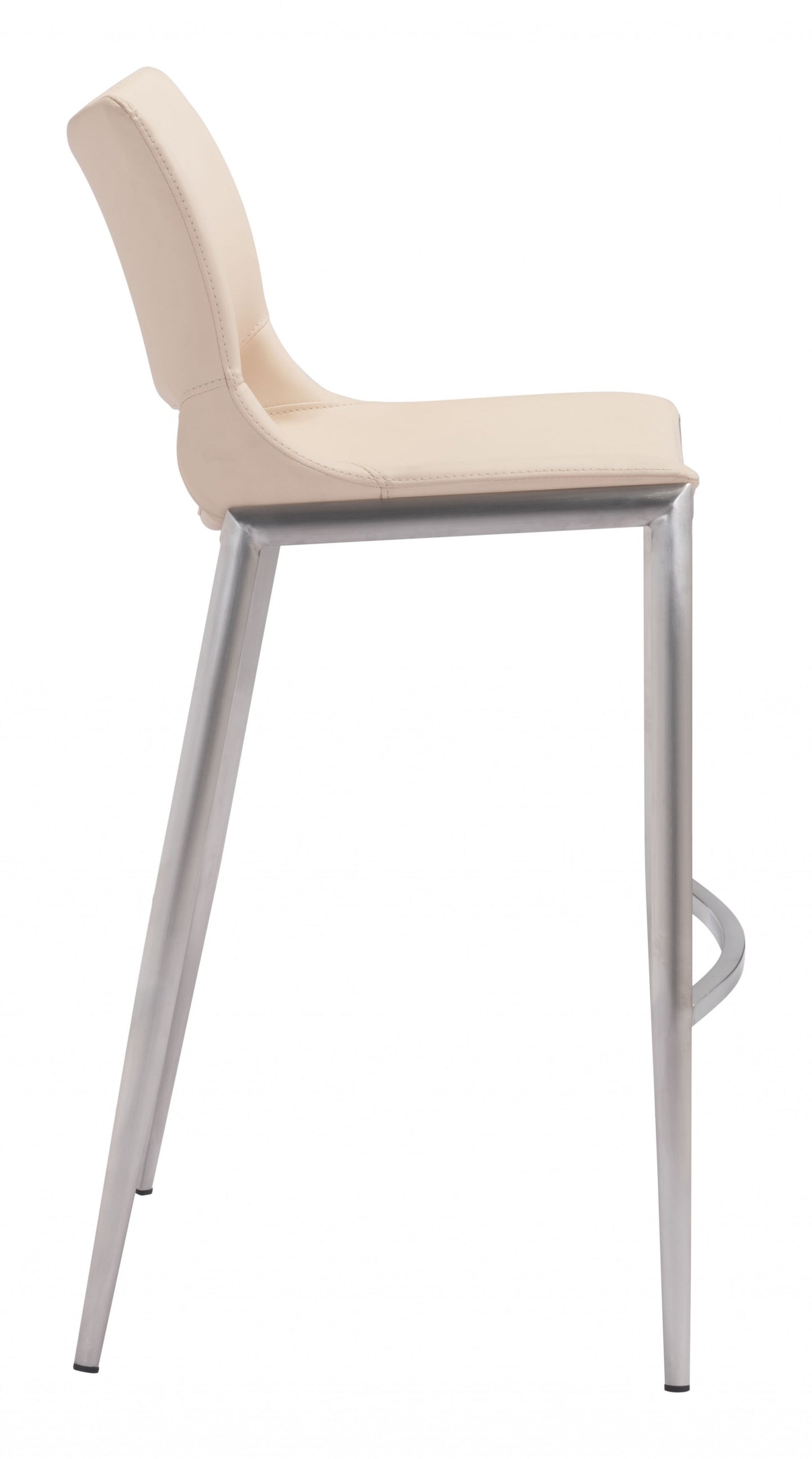 Set Of Two 41" Light Pink And Silver Steel Low Back Bar Height Chairs With Footrest