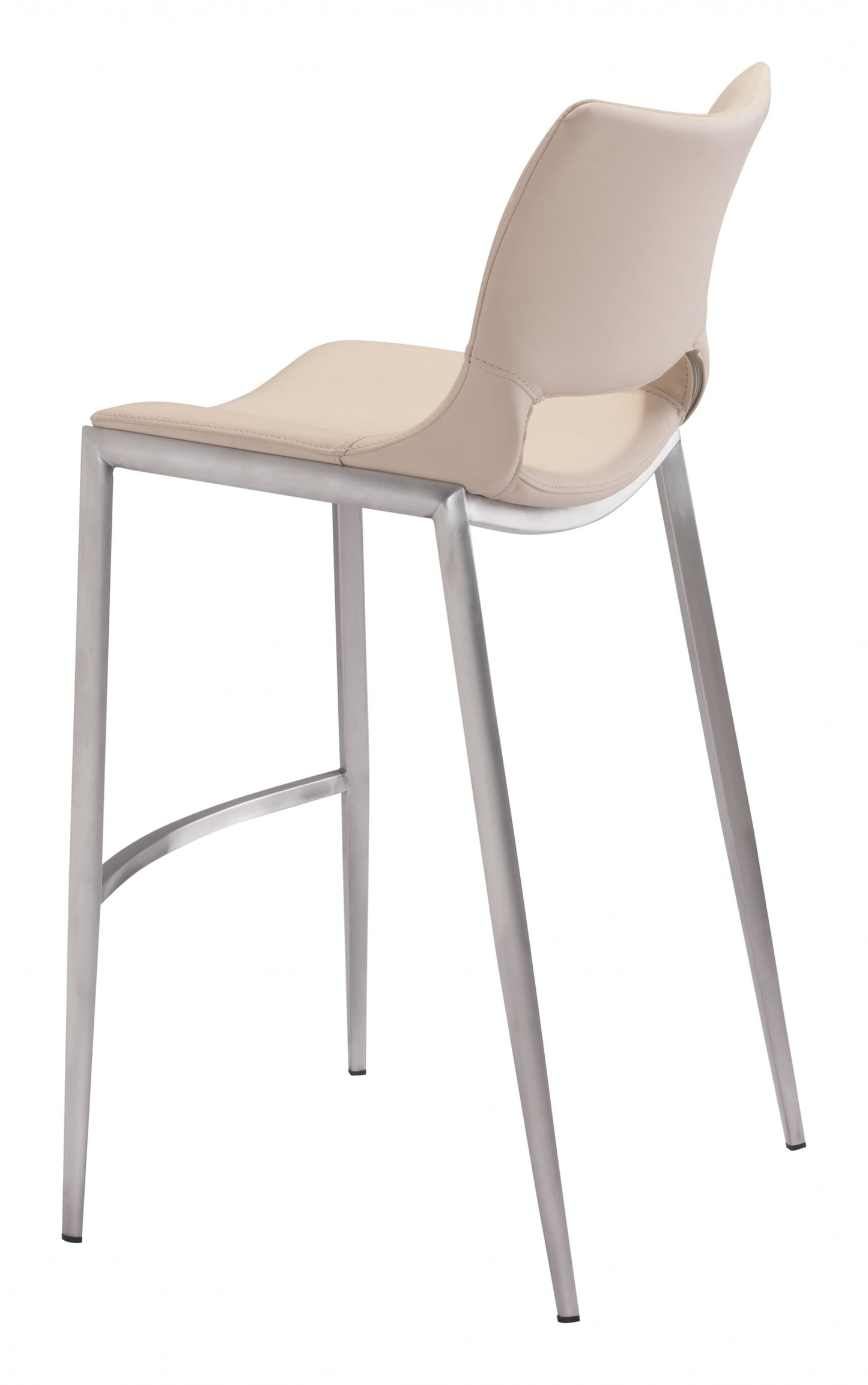 Set Of Two 41" Light Pink And Silver Steel Low Back Bar Height Chairs With Footrest