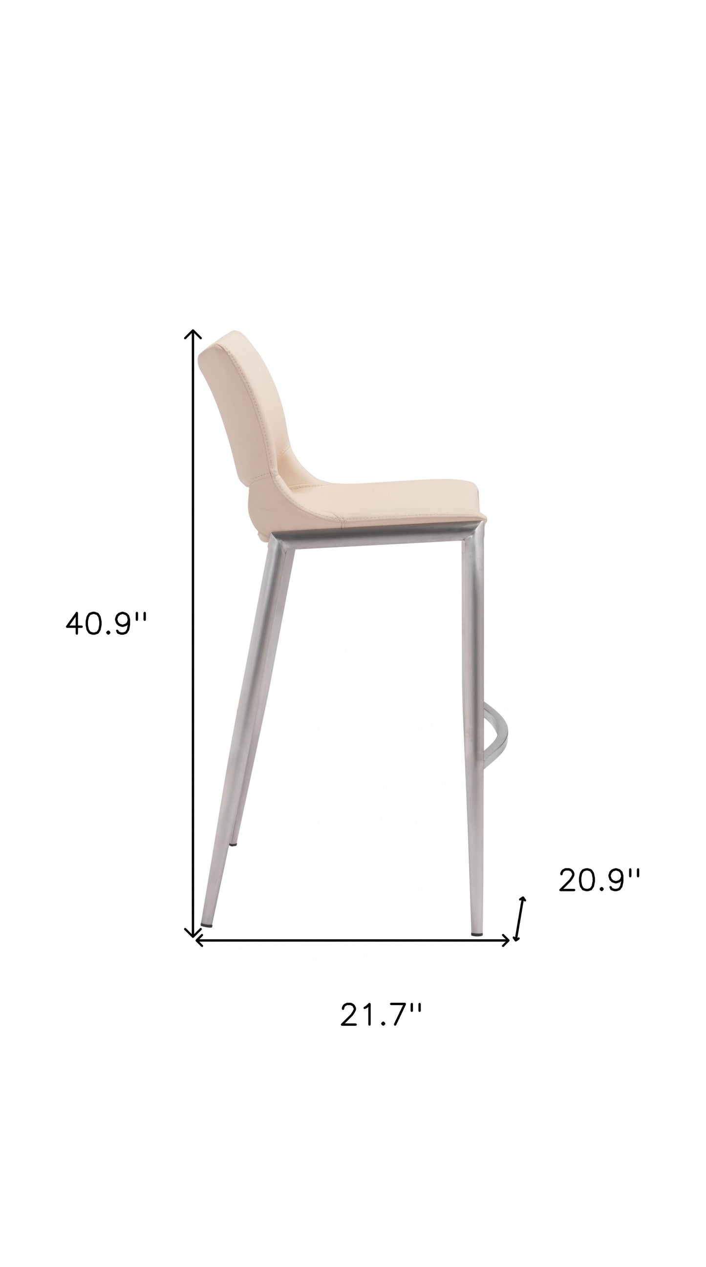Set Of Two 41" Light Pink And Silver Steel Low Back Bar Height Chairs With Footrest