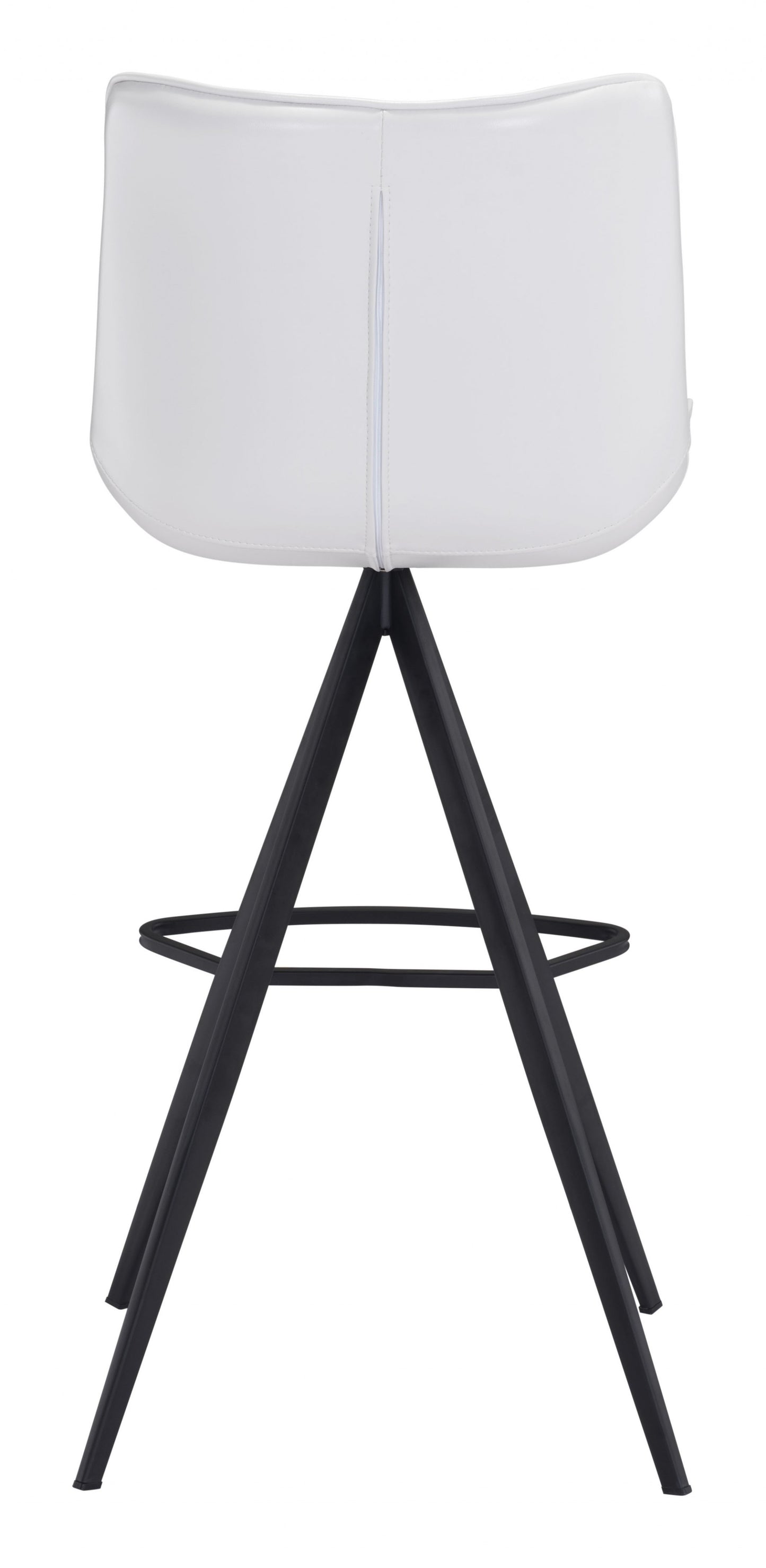 Set Of Two 42" White And Black Steel Low Back Bar Height Chairs With Footrest
