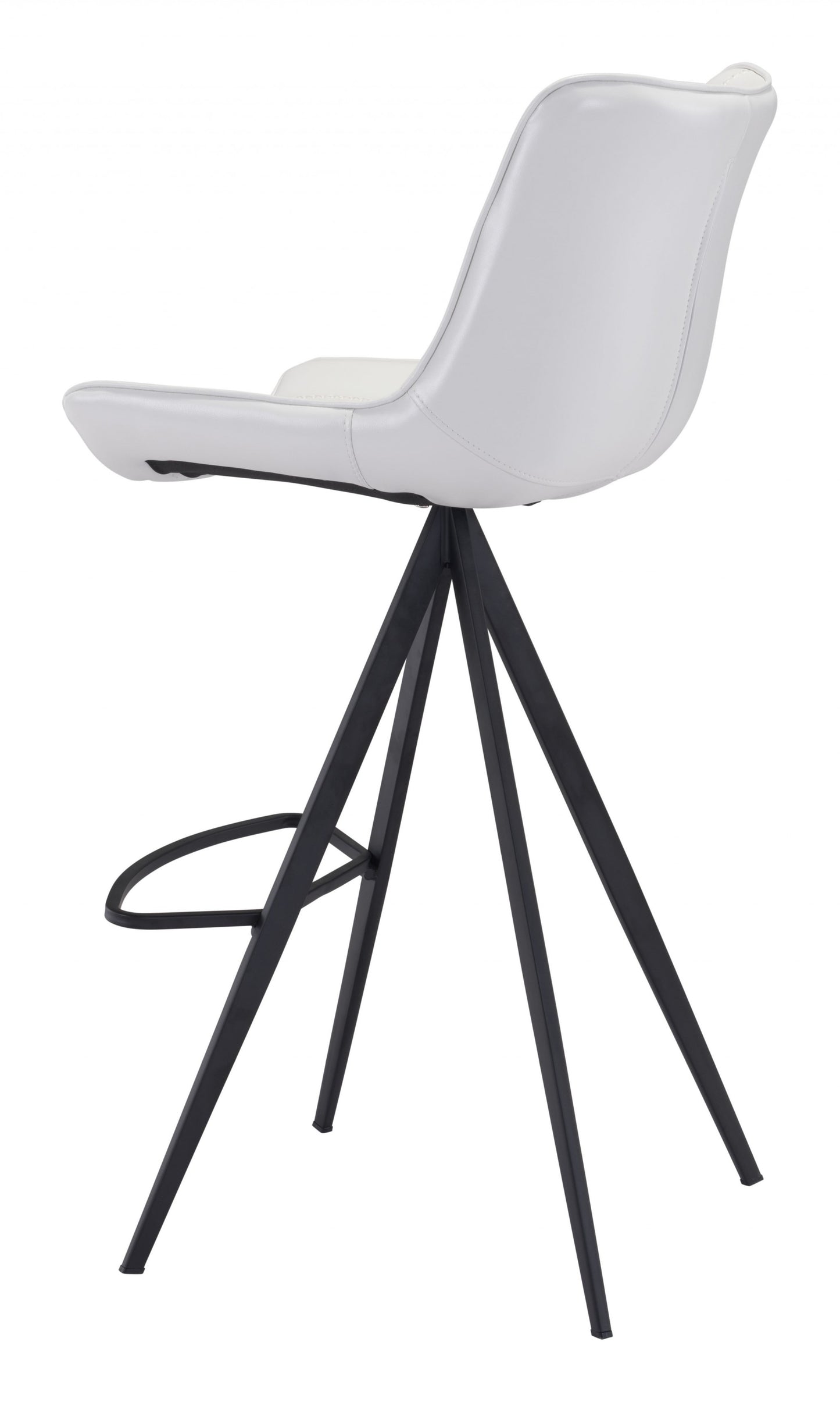 Set Of Two 42" White And Black Steel Low Back Bar Height Chairs With Footrest