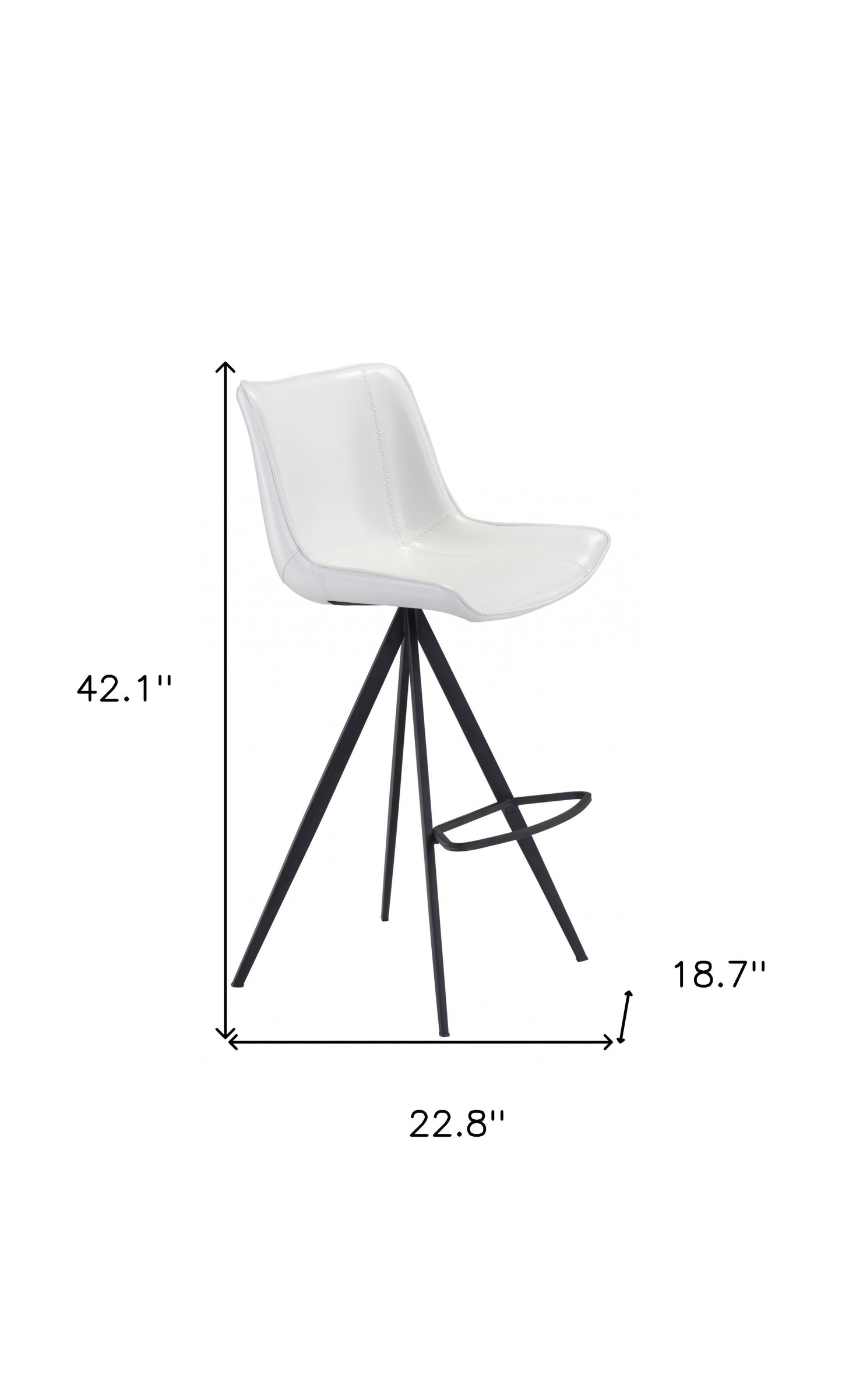 Set Of Two 42" White And Black Steel Low Back Bar Height Chairs With Footrest