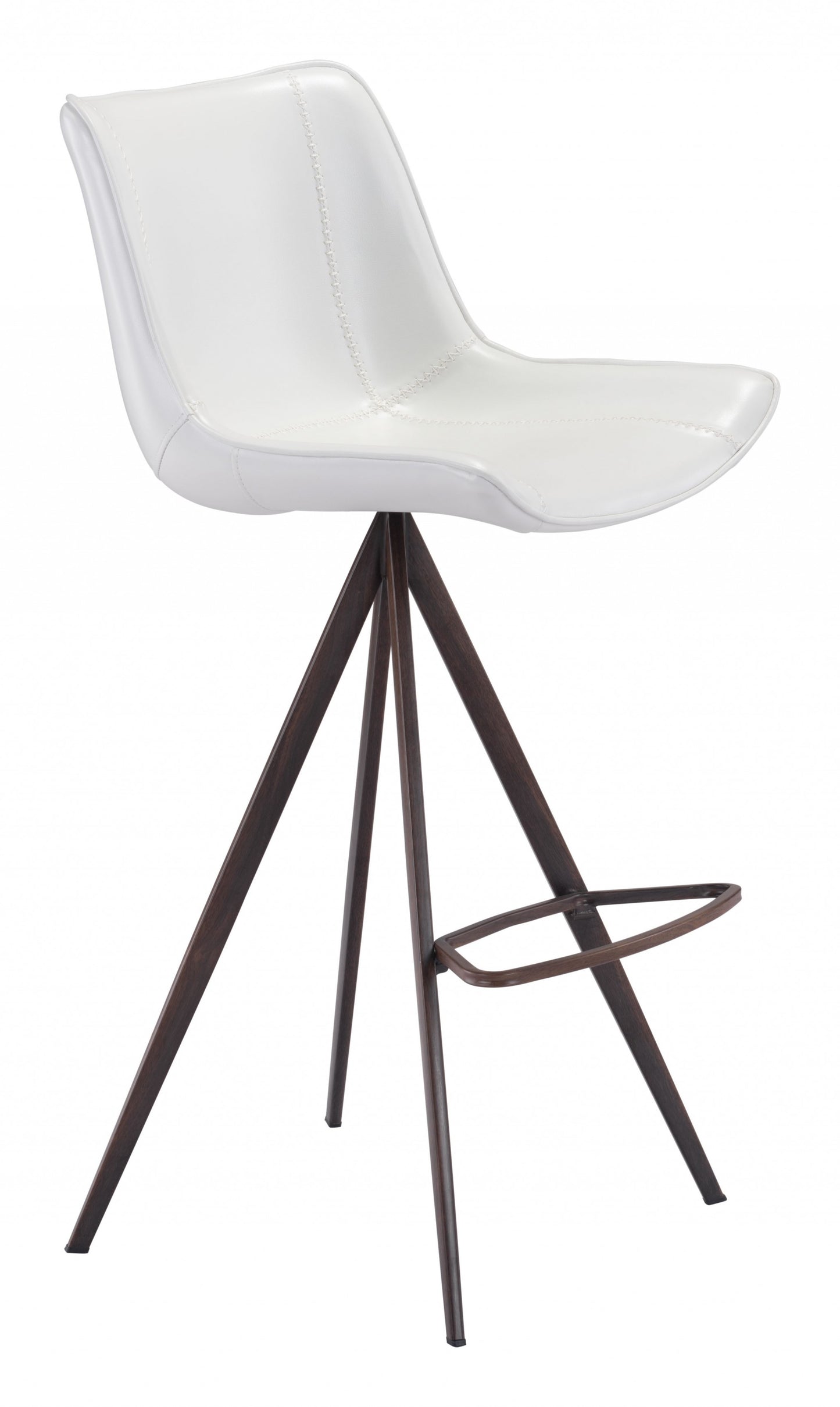 Set Of Two 42" White And Black Steel Low Back Bar Height Chairs With Footrest