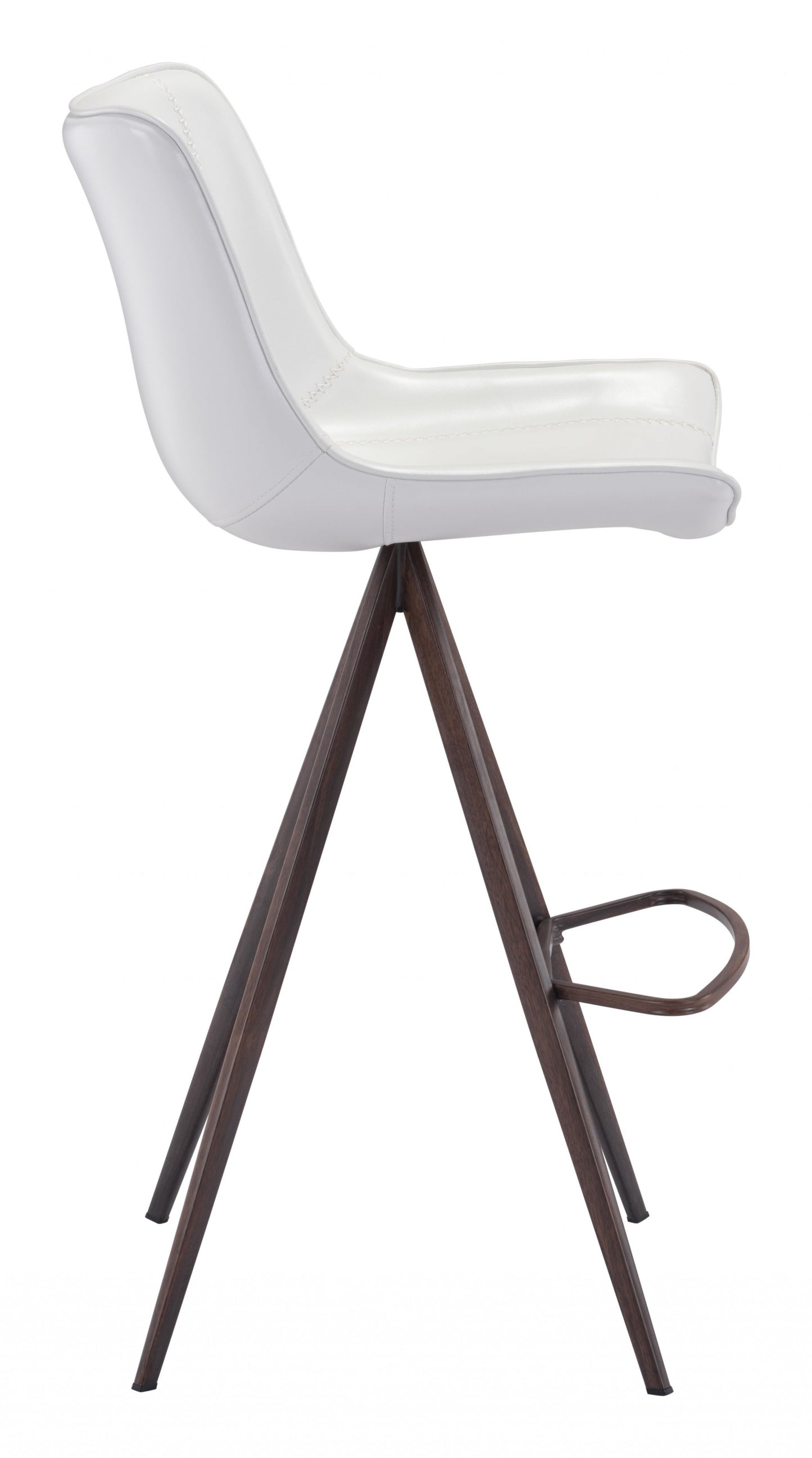 Set Of Two 42" White And Black Steel Low Back Bar Height Chairs With Footrest