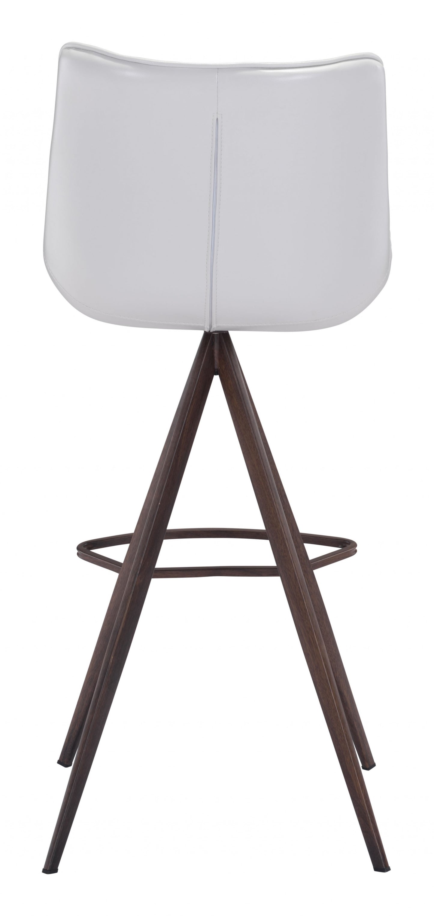 Set Of Two 42" White And Black Steel Low Back Bar Height Chairs With Footrest
