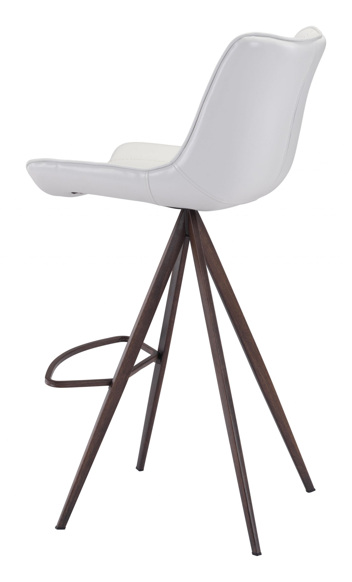 Set Of Two 42" White And Black Steel Low Back Bar Height Chairs With Footrest