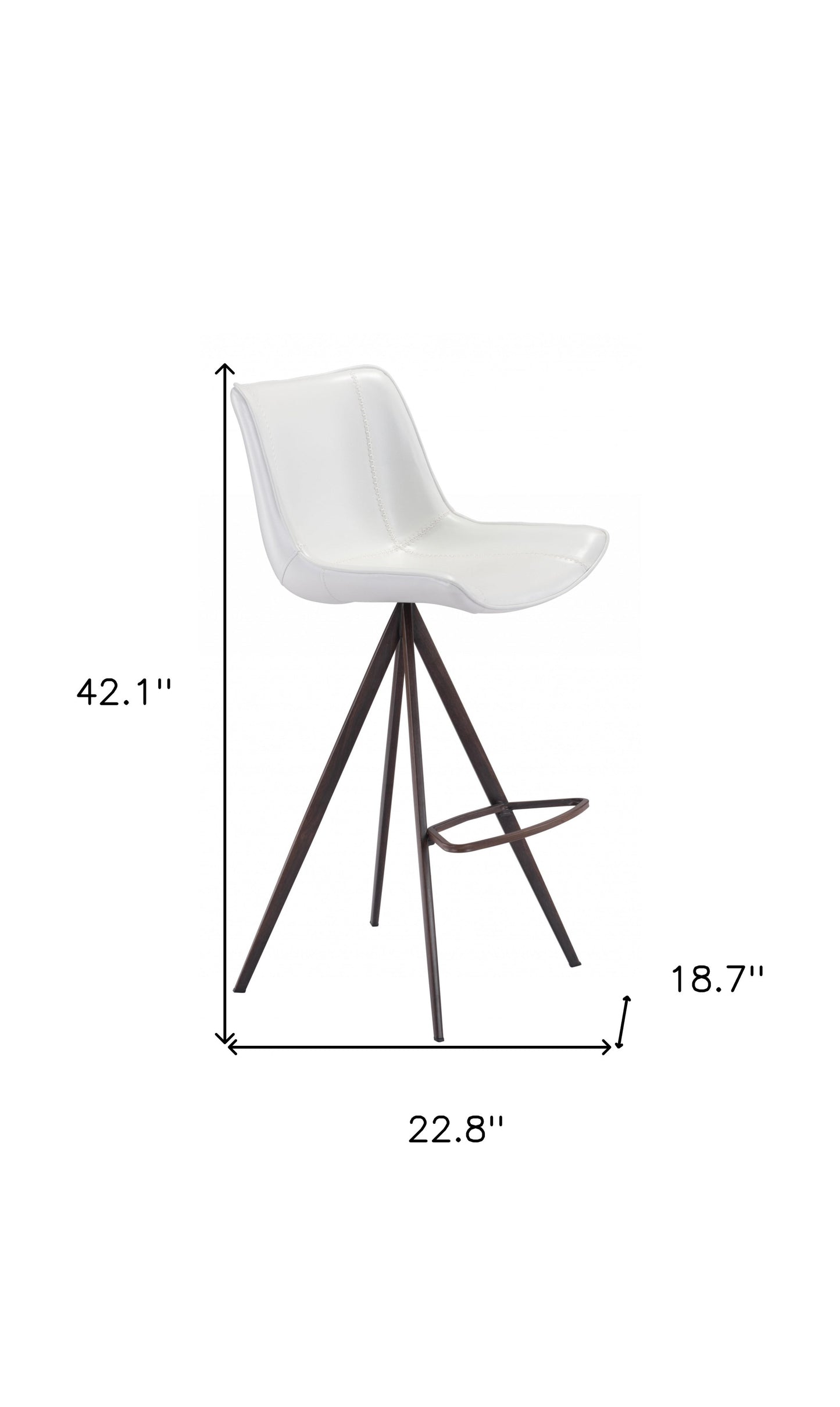 Set Of Two 42" White And Black Steel Low Back Bar Height Chairs With Footrest
