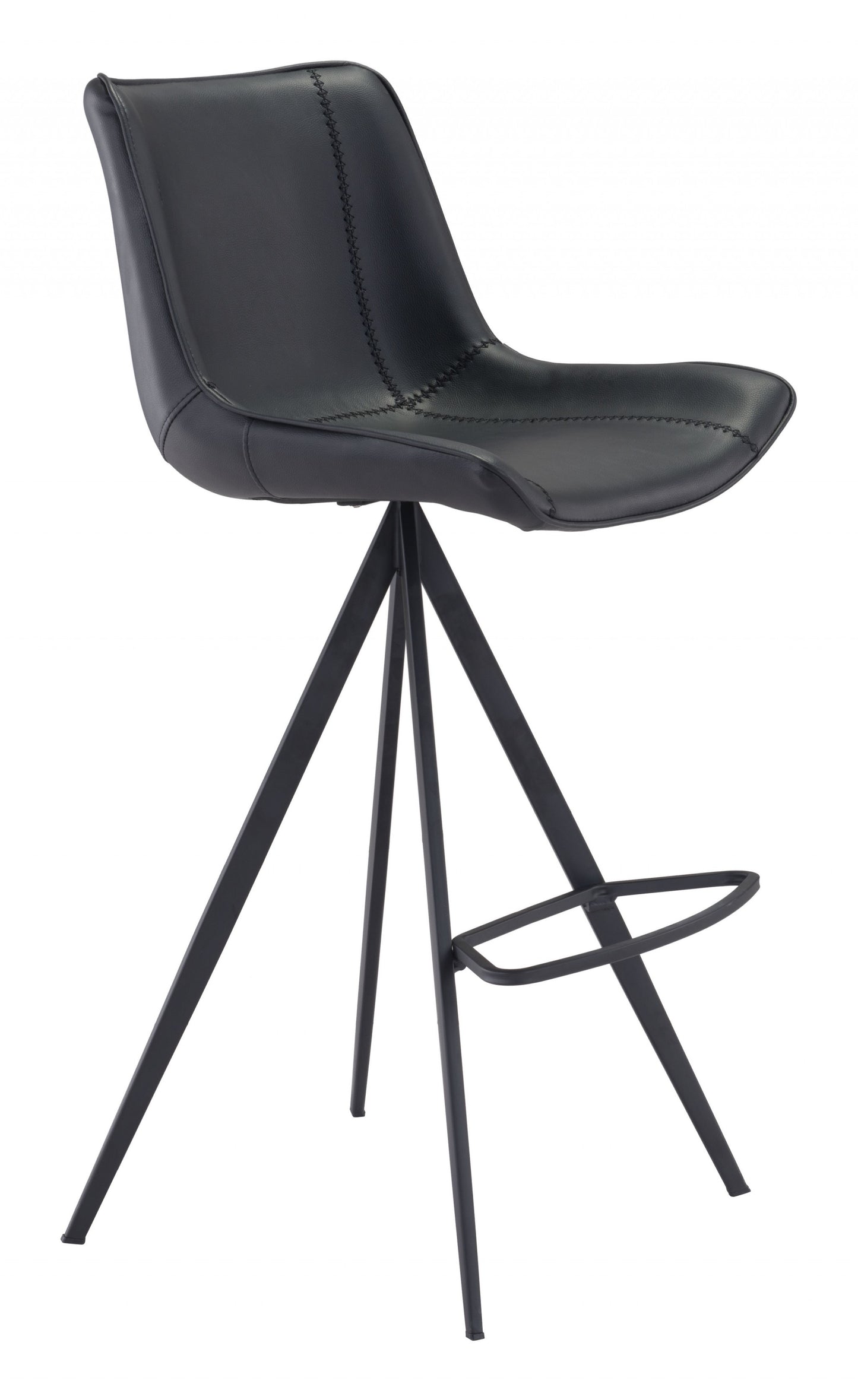 Set Of Two 42" Black Steel Low Back Bar Height Chairs With Footrest