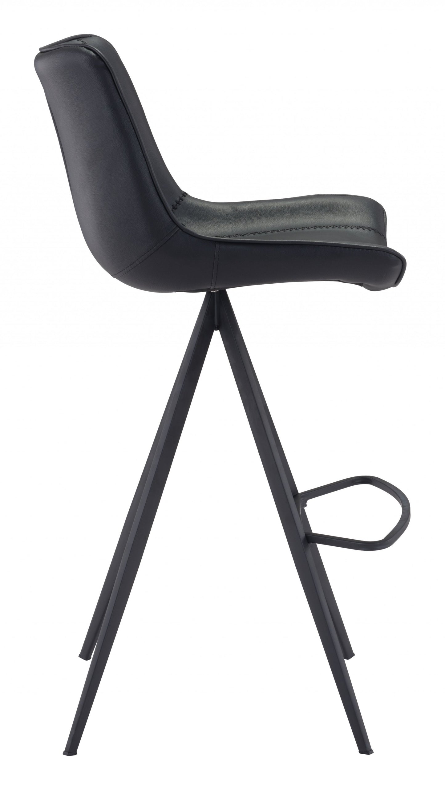 Set Of Two 42" Black Steel Low Back Bar Height Chairs With Footrest