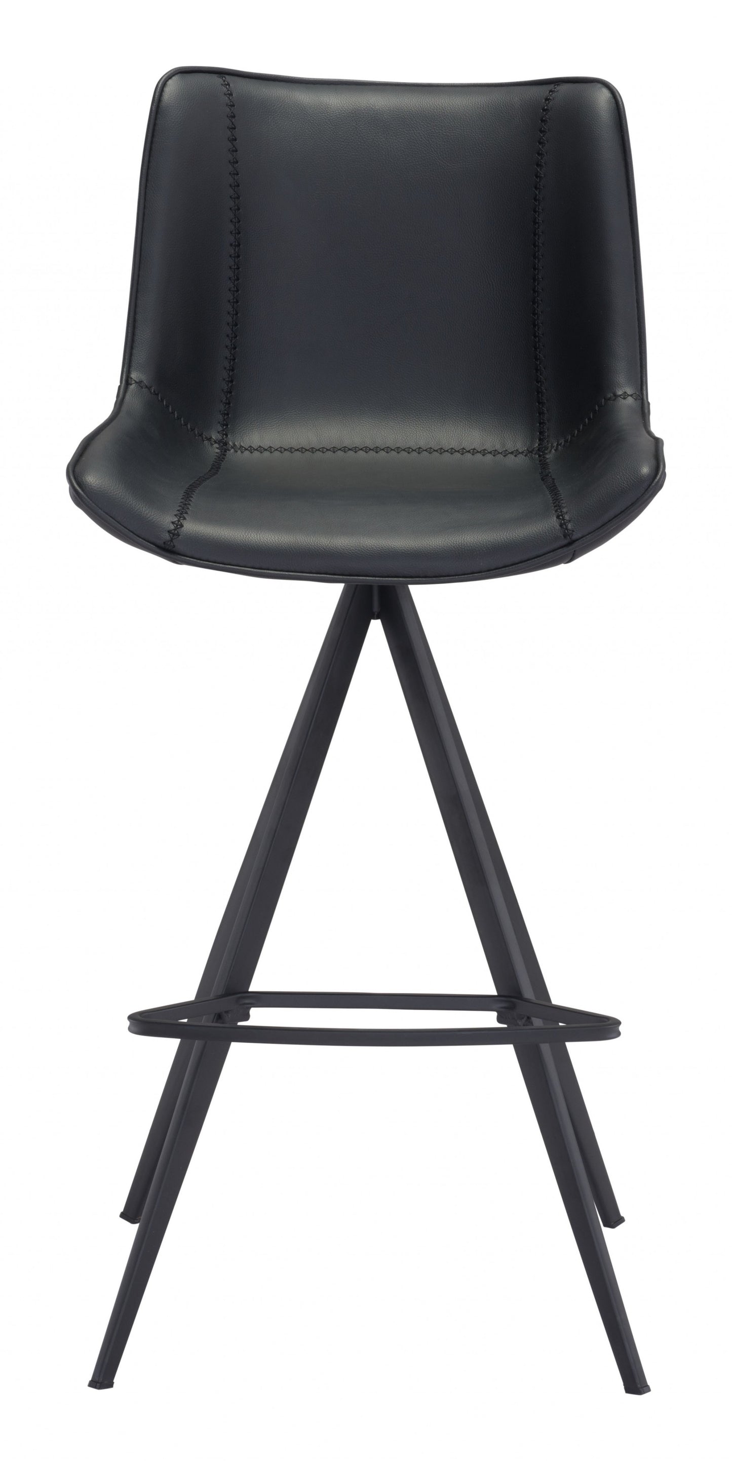 Set Of Two 42" Black Steel Low Back Bar Height Chairs With Footrest