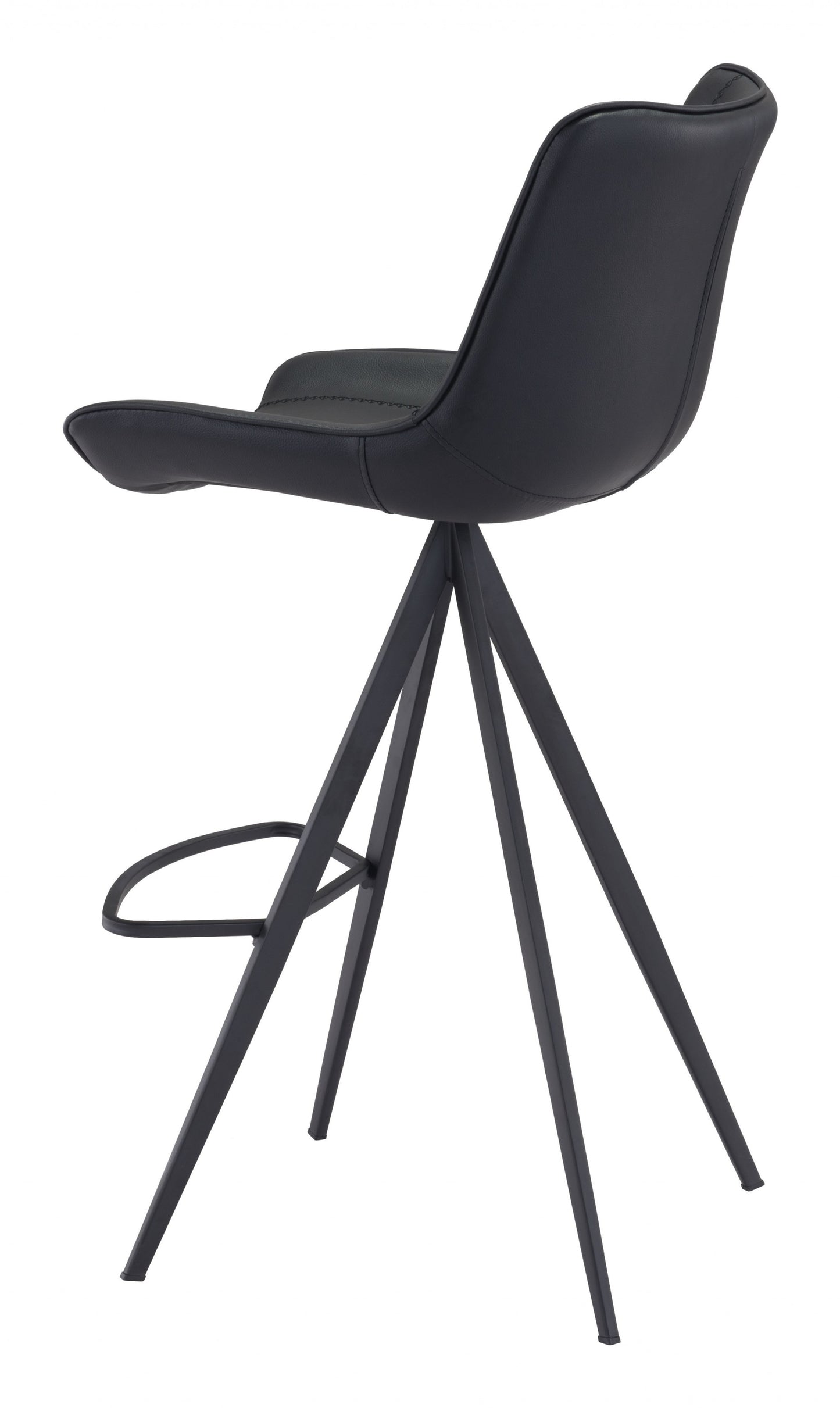Set Of Two 42" Black Steel Low Back Bar Height Chairs With Footrest