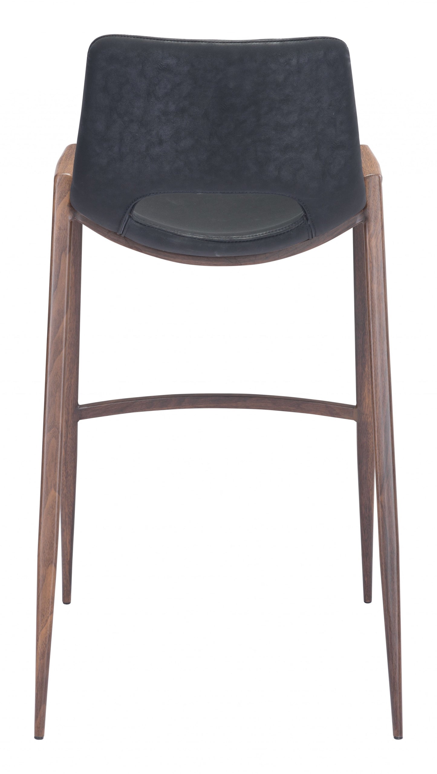 Set Of Two 39" Black And Brown Steel Low Back Bar Height Chairs With Footrest