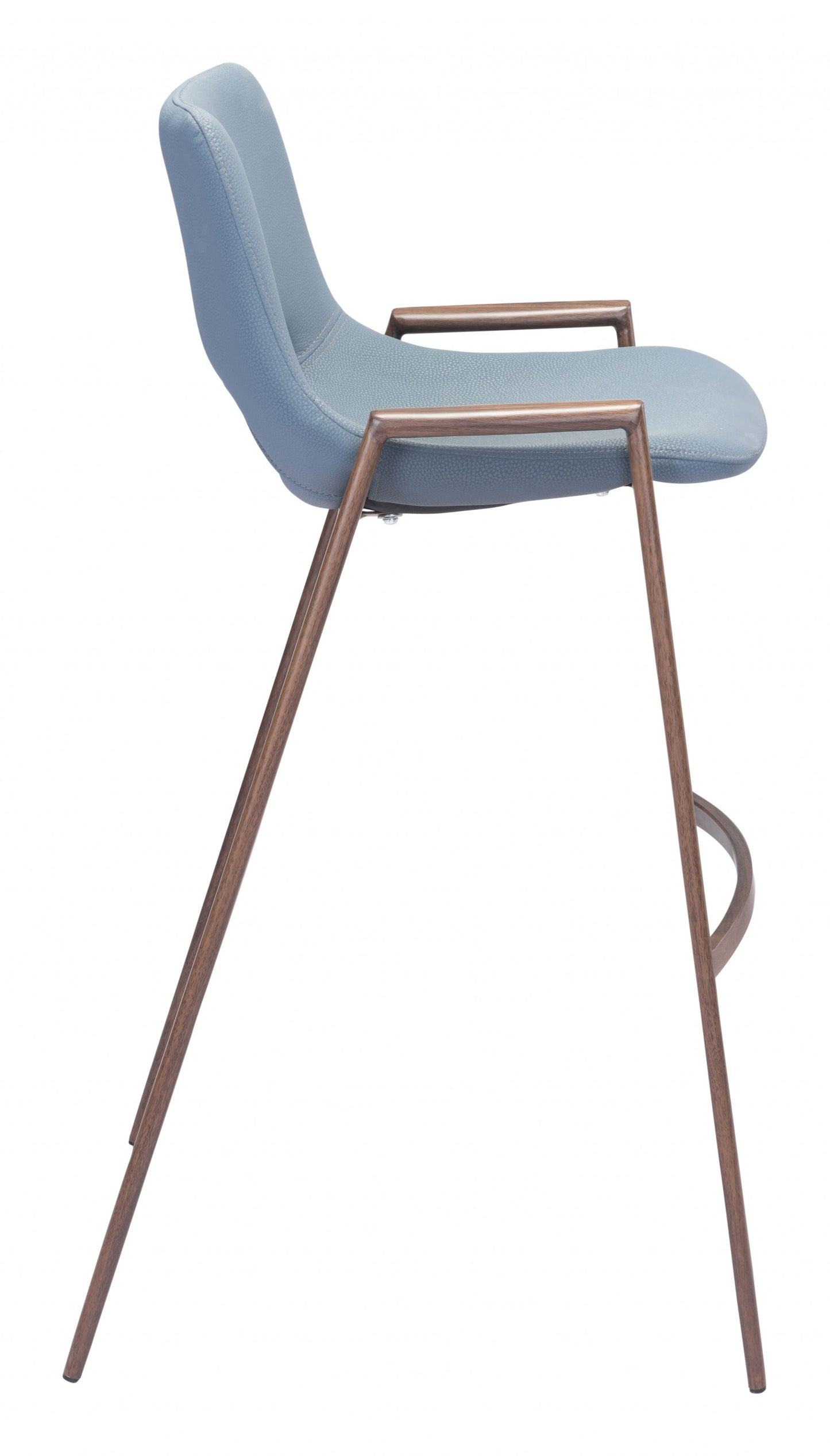 Set Of Two 39" Gray And Brown Steel Low Back Bar Height Chairs With Footrest