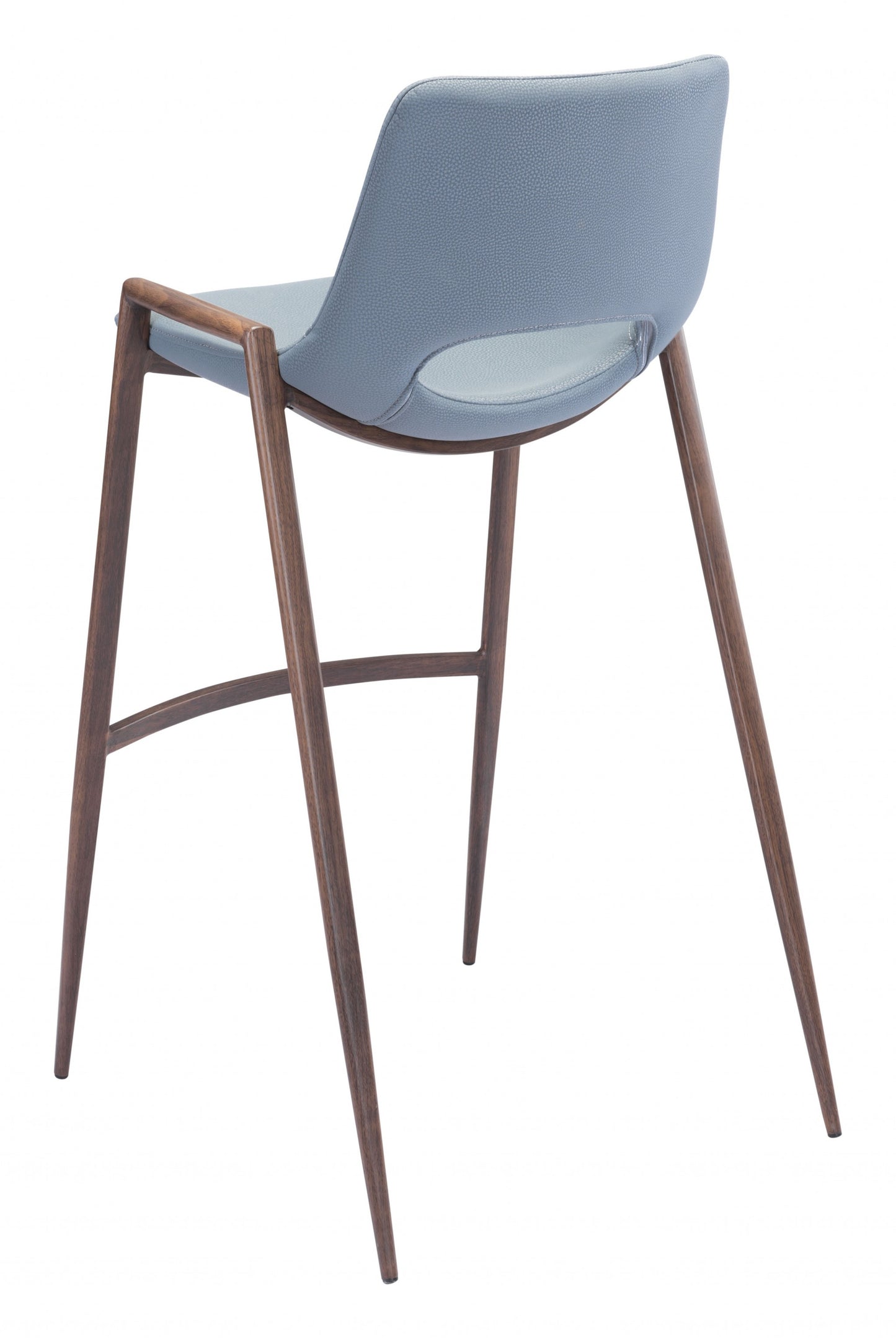 Set Of Two 39" Gray And Brown Steel Low Back Bar Height Chairs With Footrest