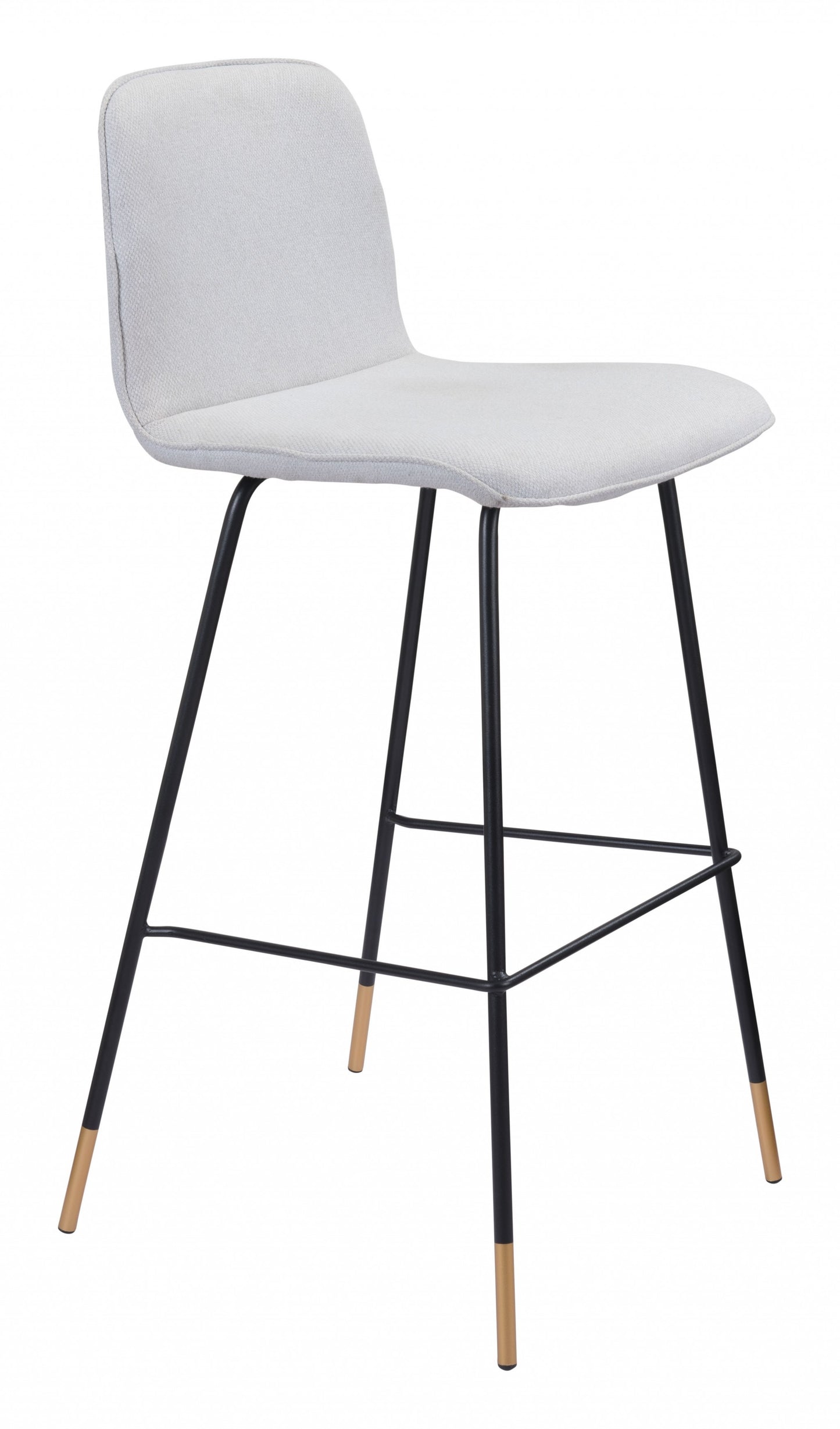 40" Light Gray Upholstered and Black Bar Height Chair With Footrest