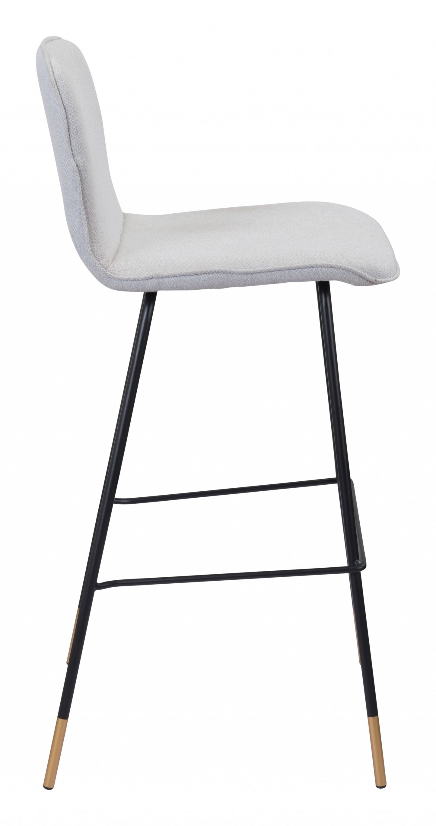 40" Light Gray Upholstered and Black Bar Height Chair With Footrest