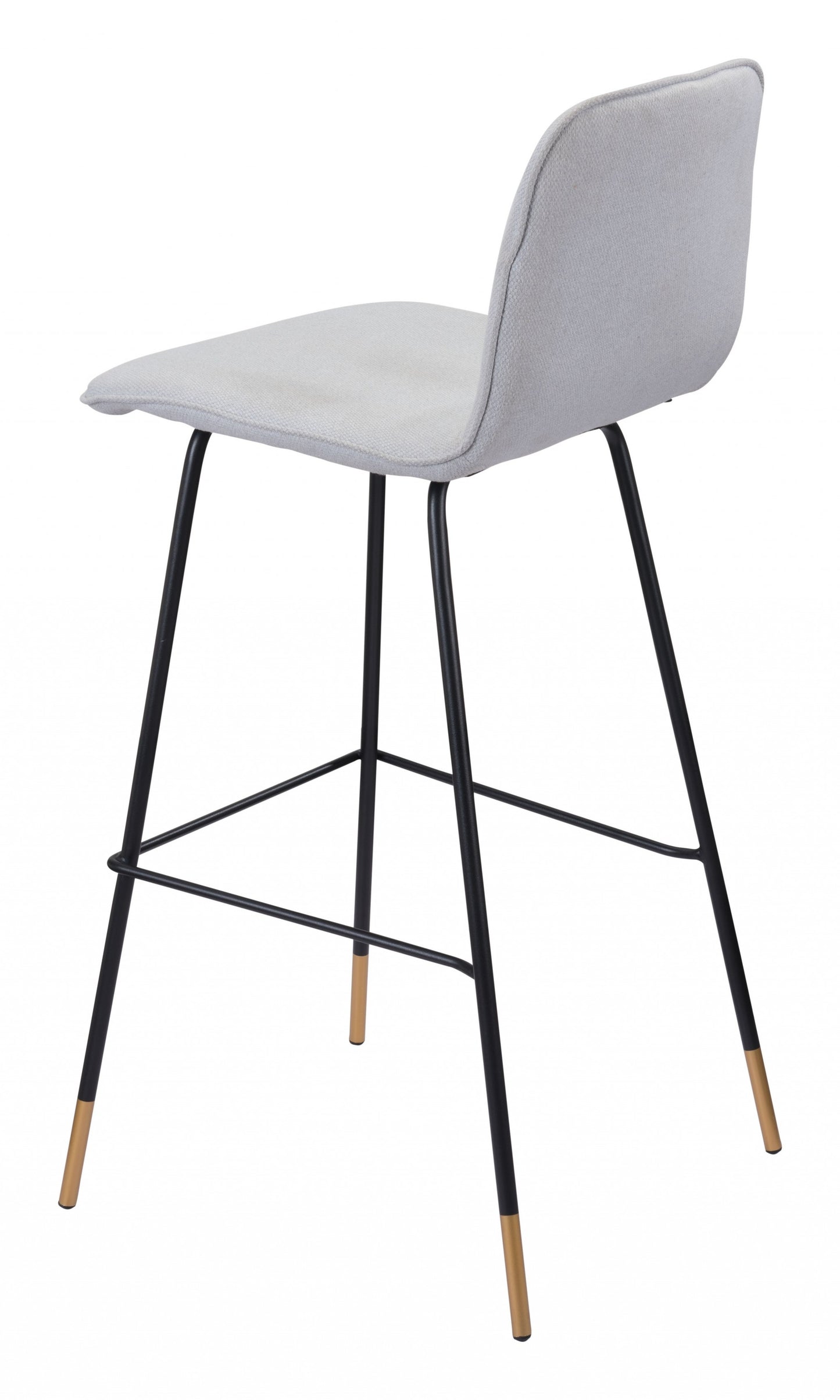 40" Light Gray Upholstered and Black Bar Height Chair With Footrest