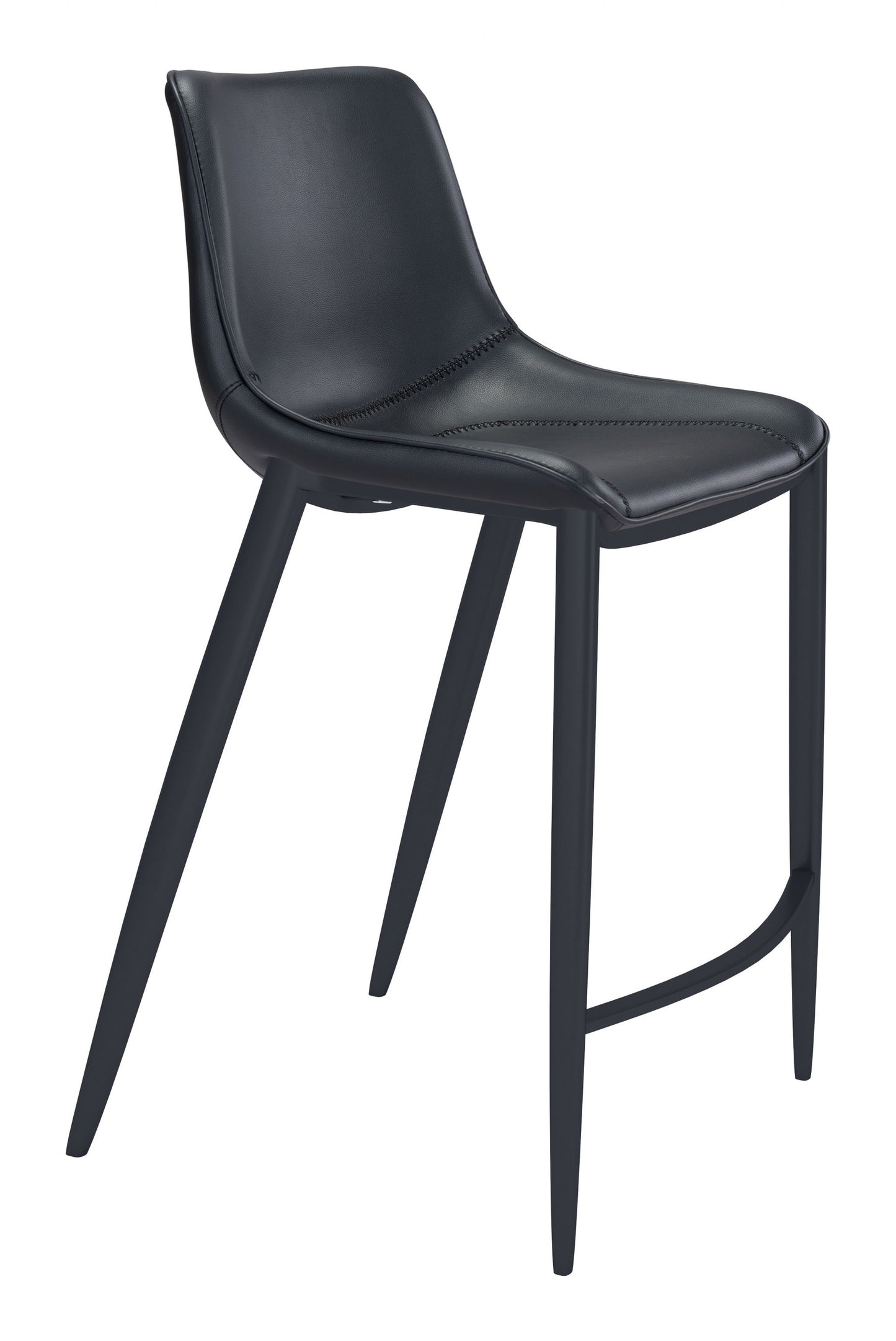 Set Of Two 43" Black Steel Low Back Bar Height Chairs With Footrest