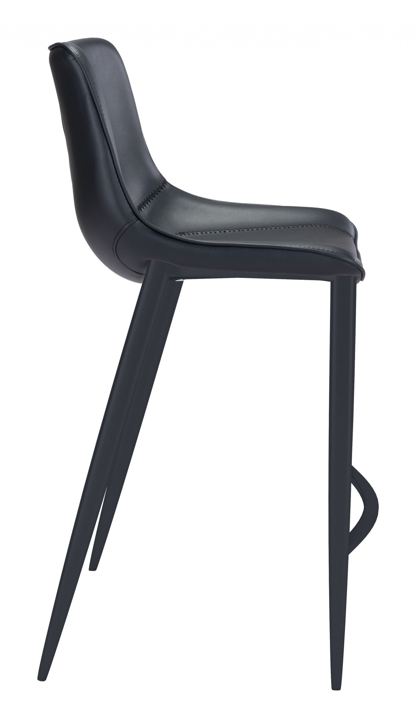 Set Of Two 43" Black Steel Low Back Bar Height Chairs With Footrest