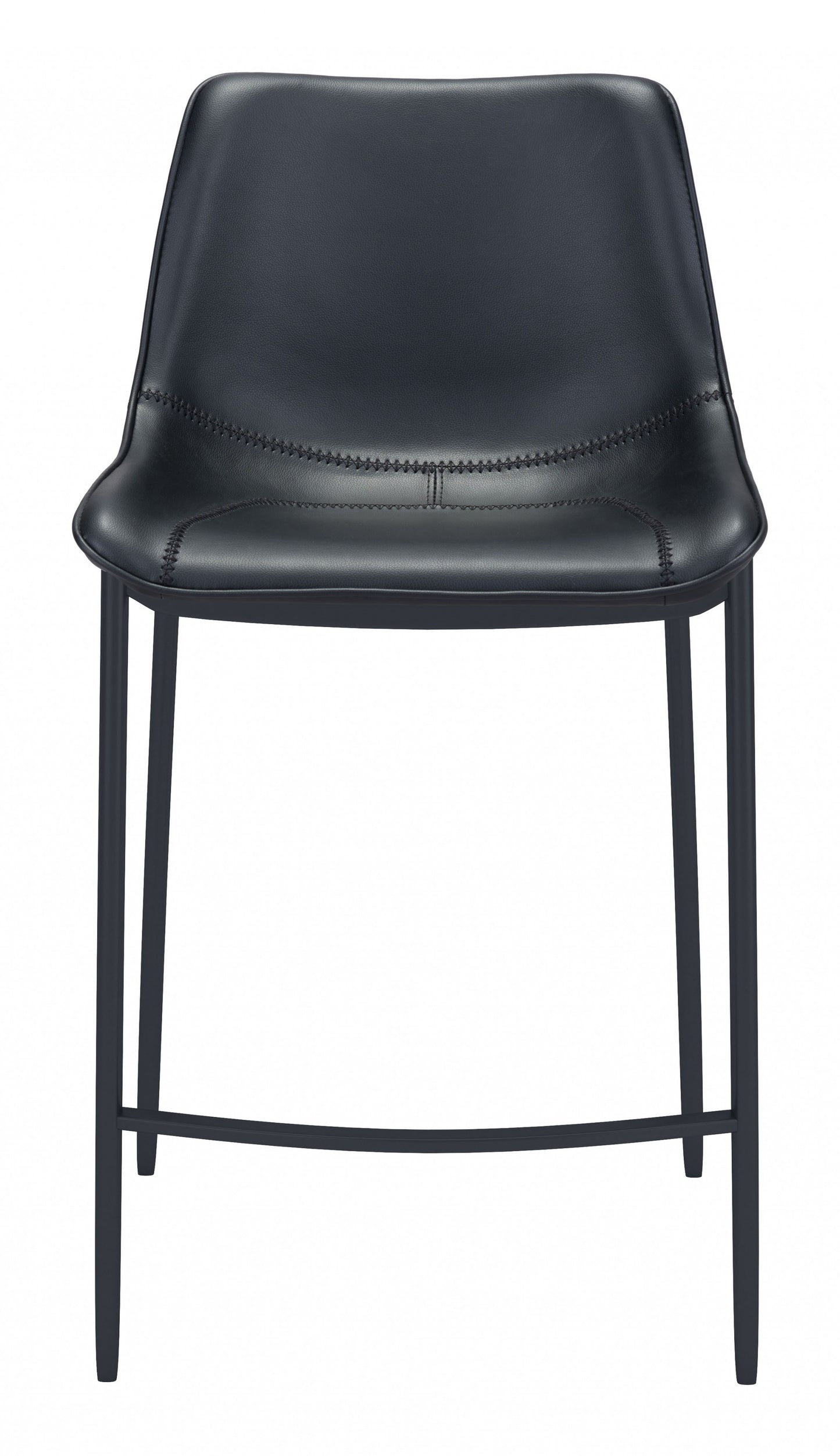 Set Of Two 43" Black Steel Low Back Bar Height Chairs With Footrest