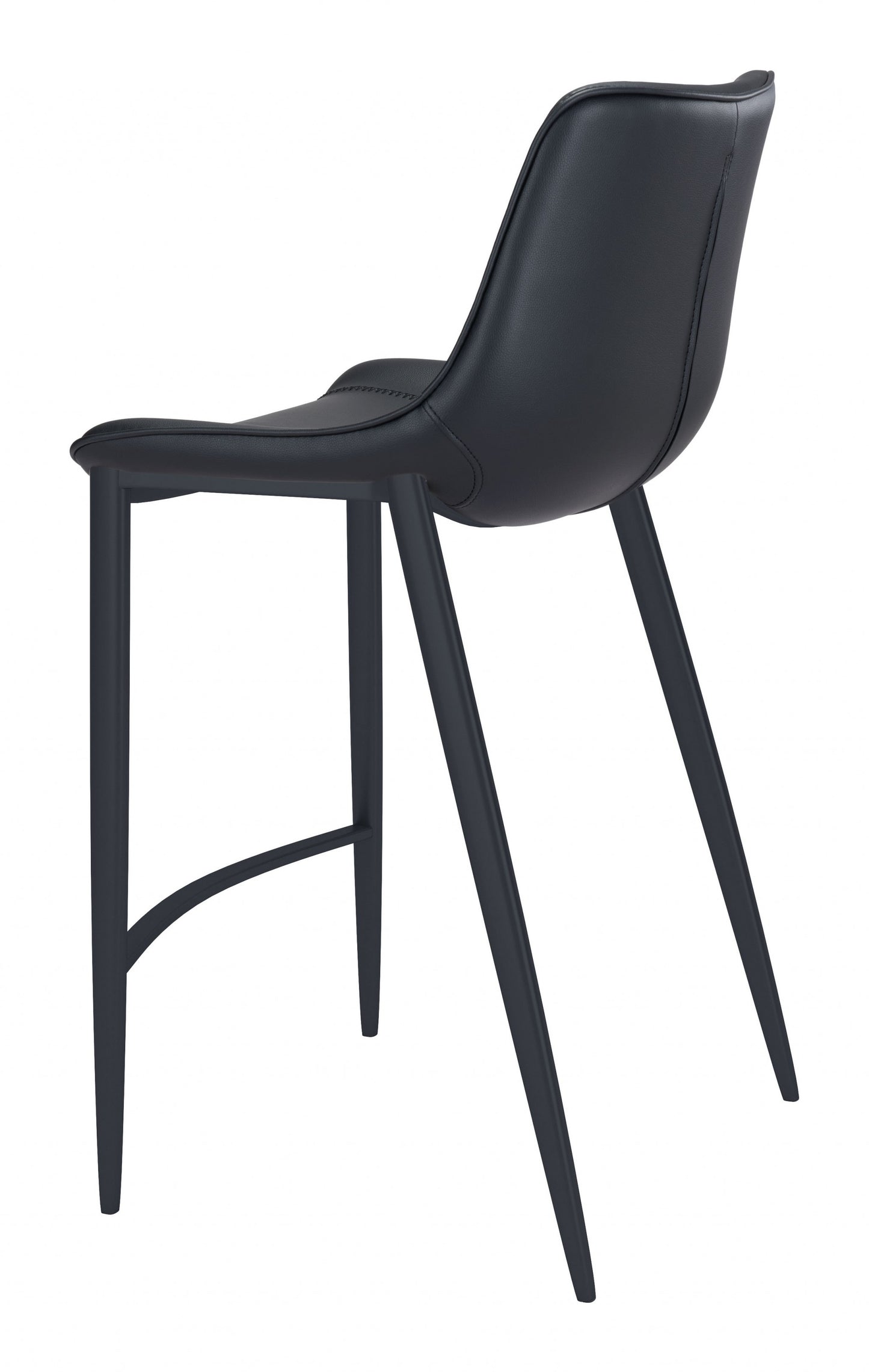 Set Of Two 43" Black Steel Low Back Bar Height Chairs With Footrest