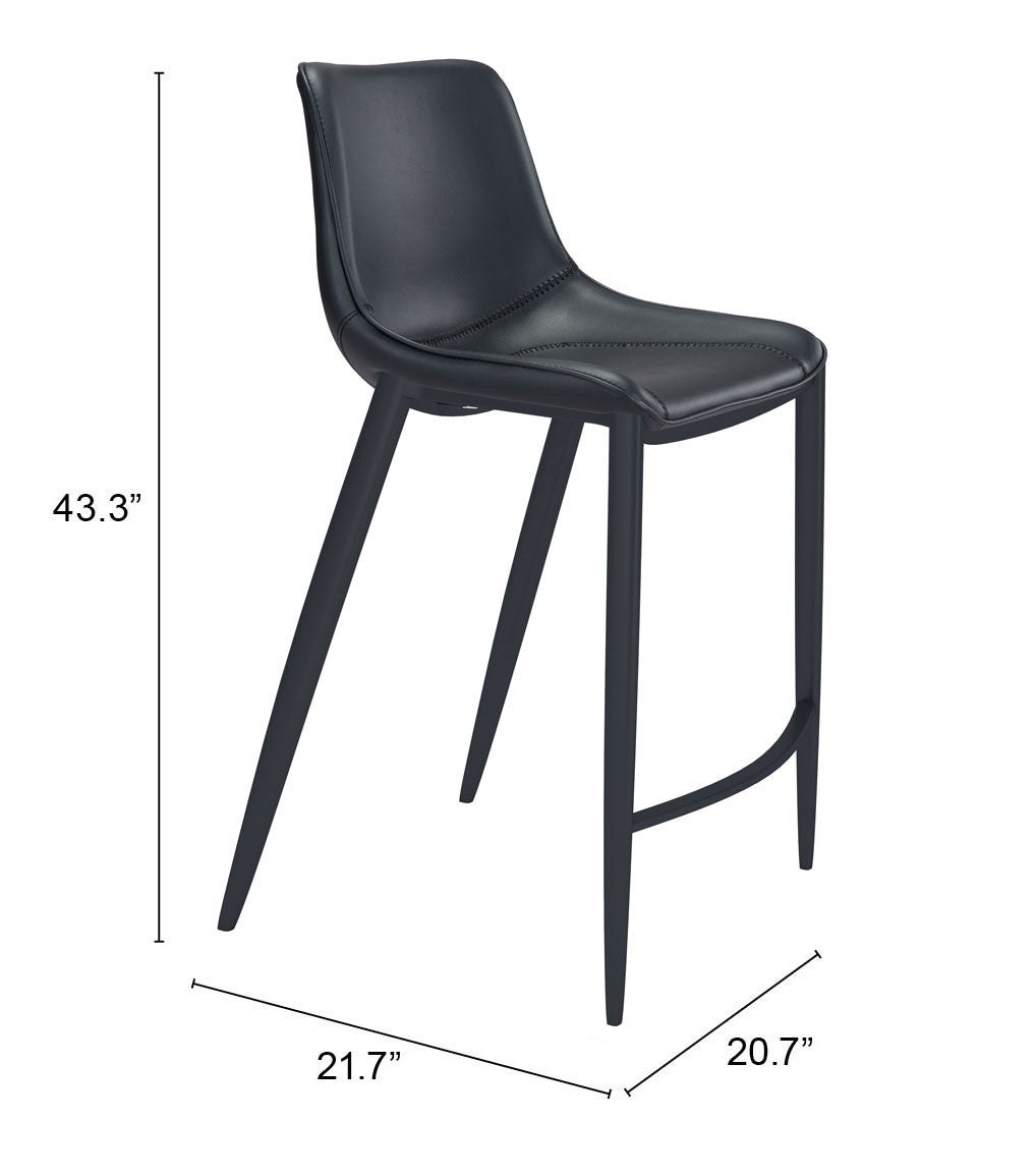 Set Of Two 43" Black Steel Low Back Bar Height Chairs With Footrest