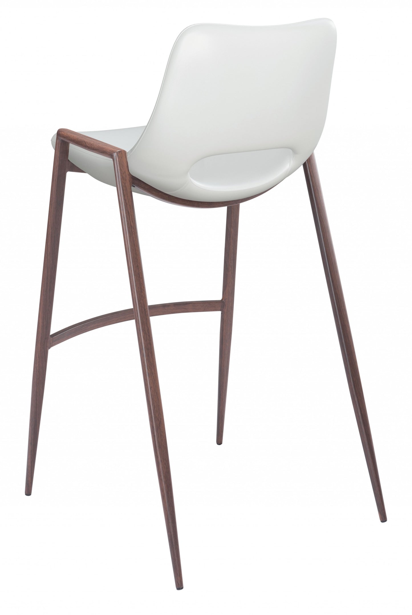 Set Of Two 39" White And Brown Steel Low Back Bar Height Chairs With Footrest