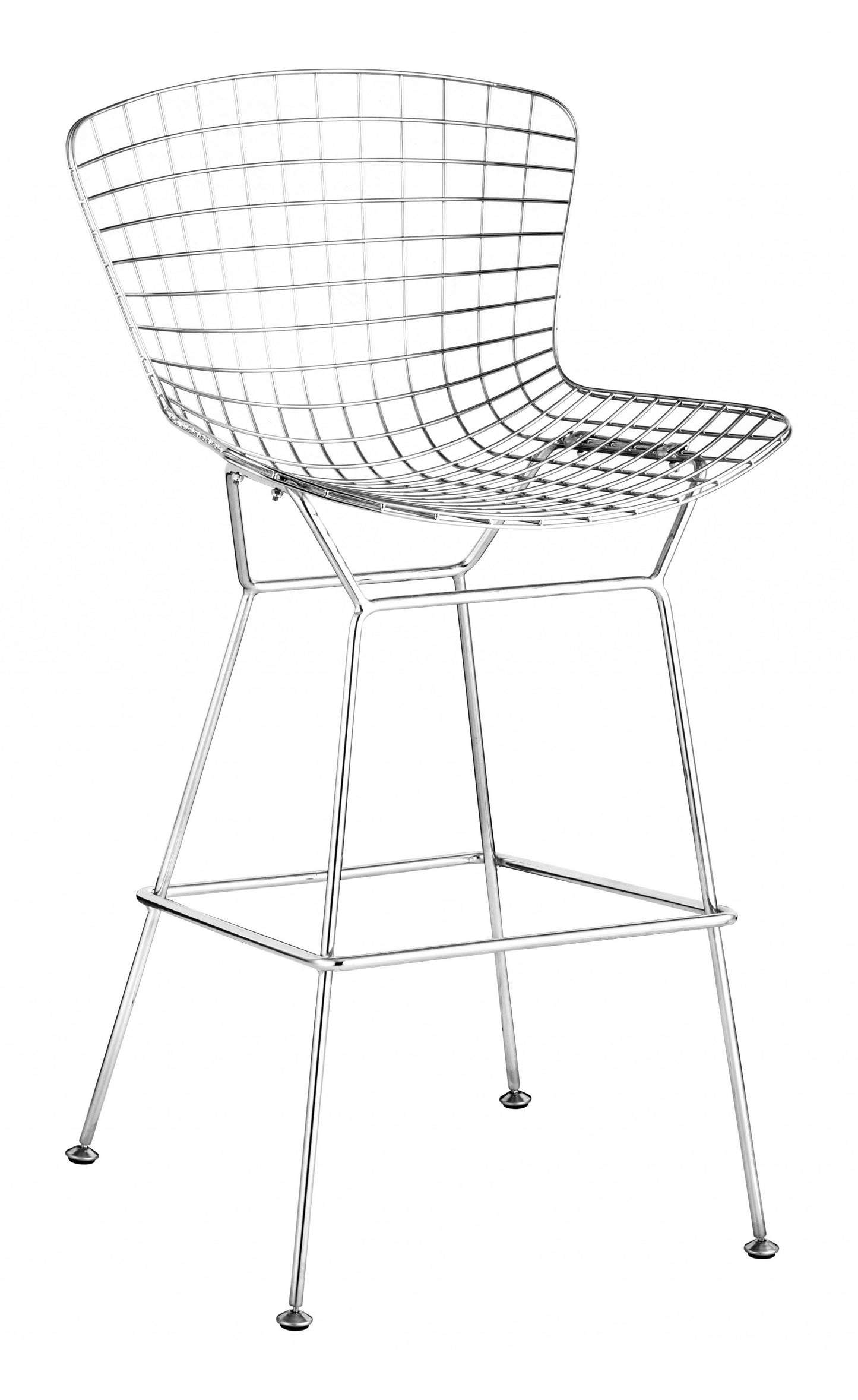 Set Of Two 40" Chrome Contemporary Wire Bar Chairs With Footrest