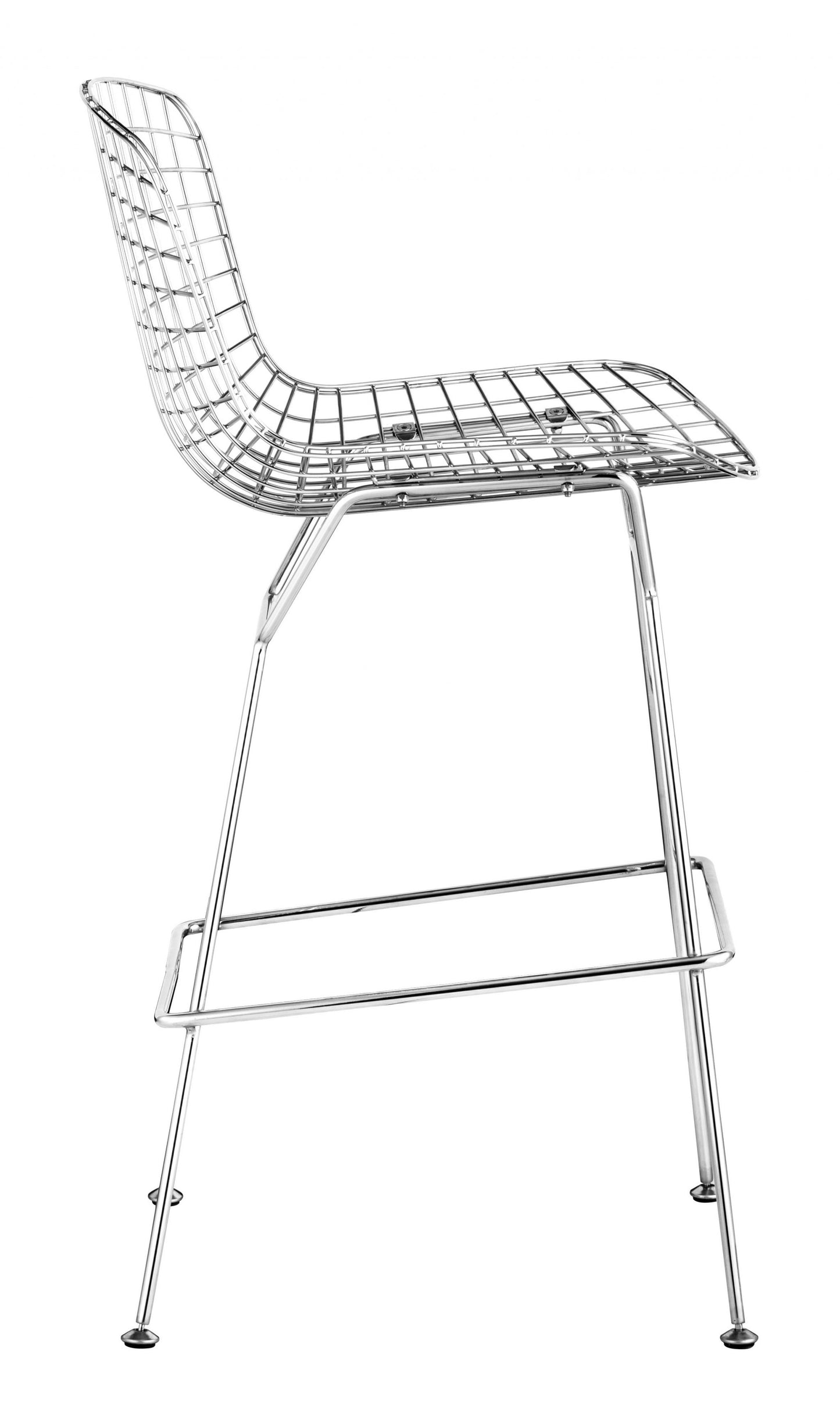 Set Of Two 40" Chrome Contemporary Wire Bar Chairs With Footrest