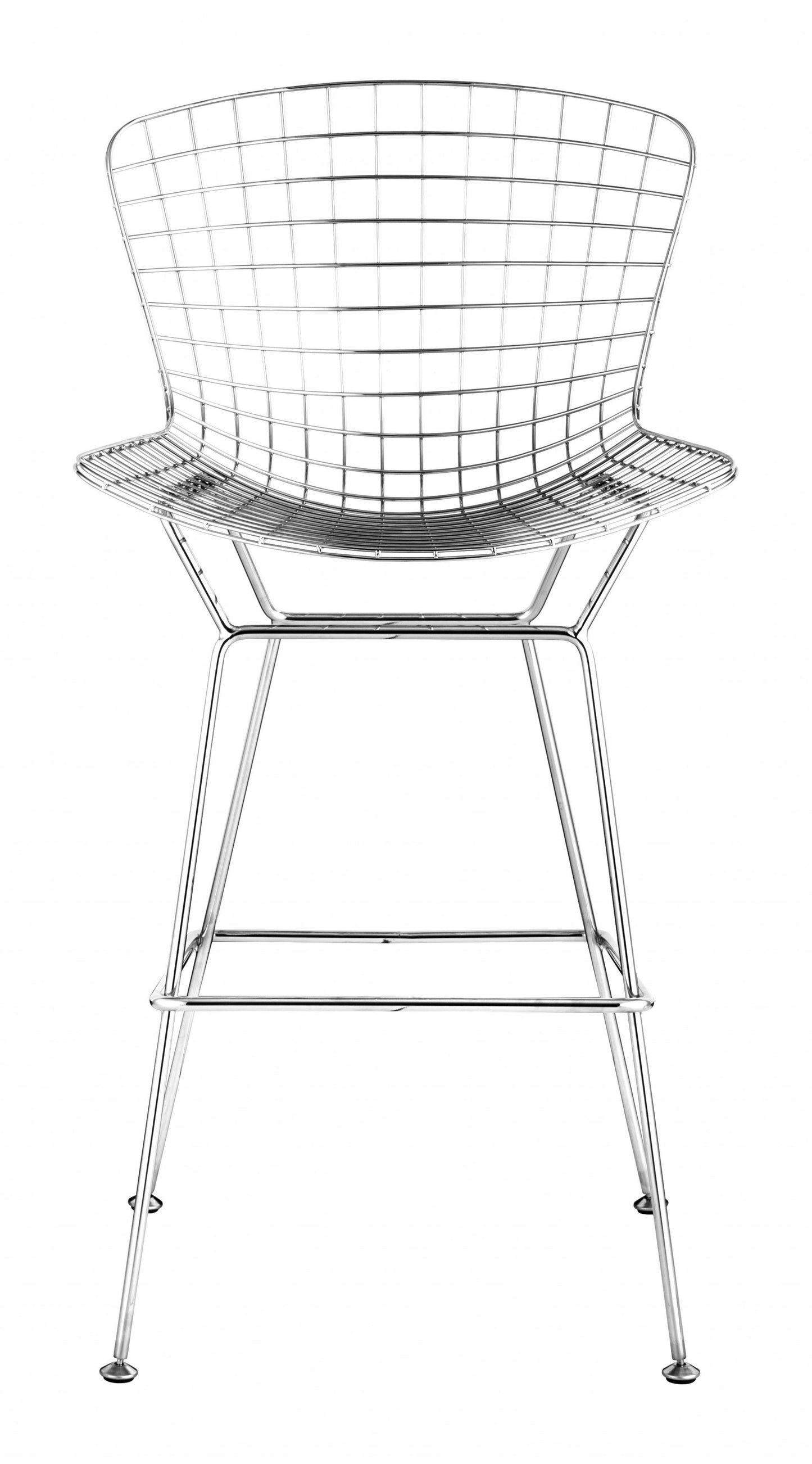 Set Of Two 40" Chrome Contemporary Wire Bar Chairs With Footrest