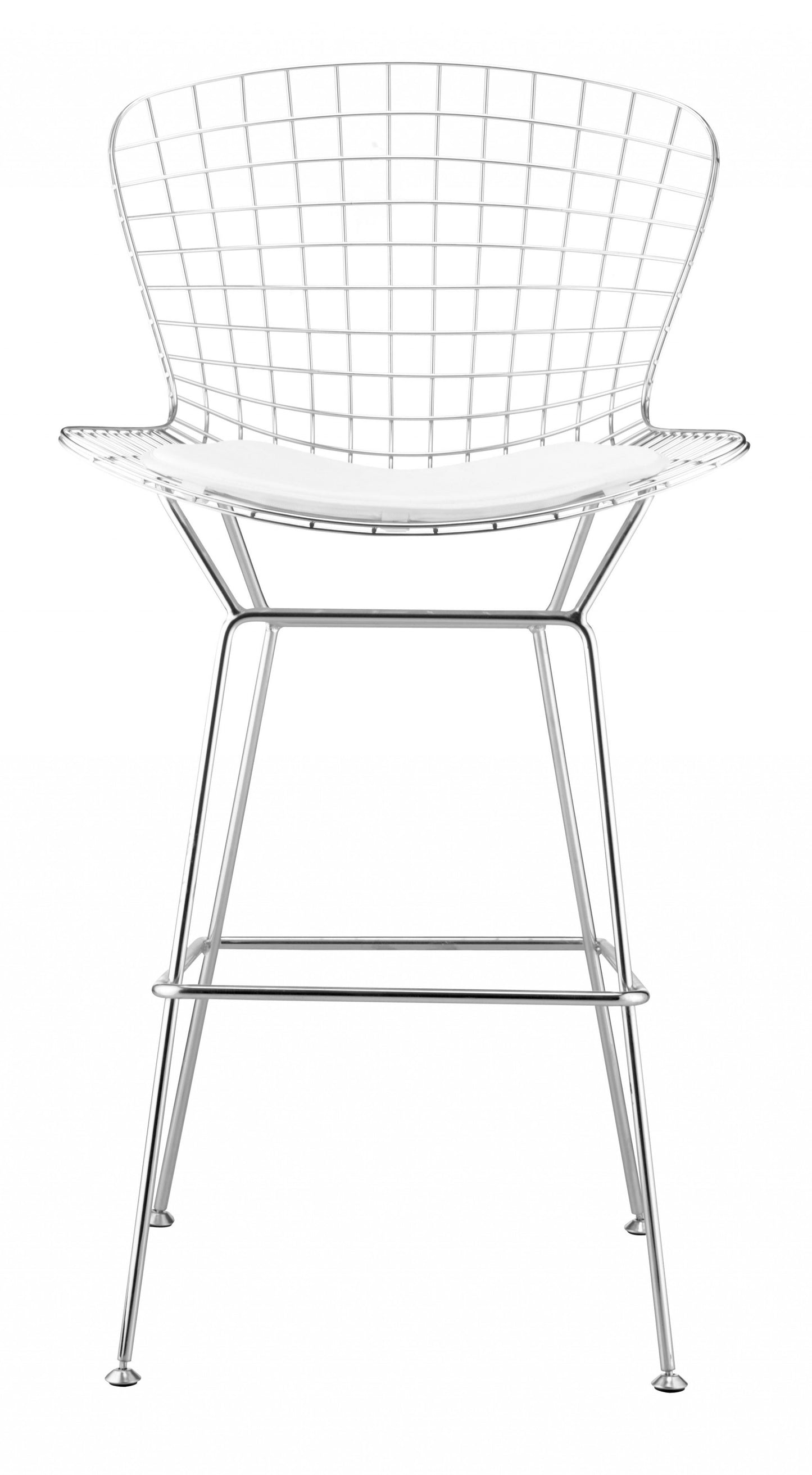Set Of Two 40" Chrome Contemporary Wire Bar Chairs With Footrest