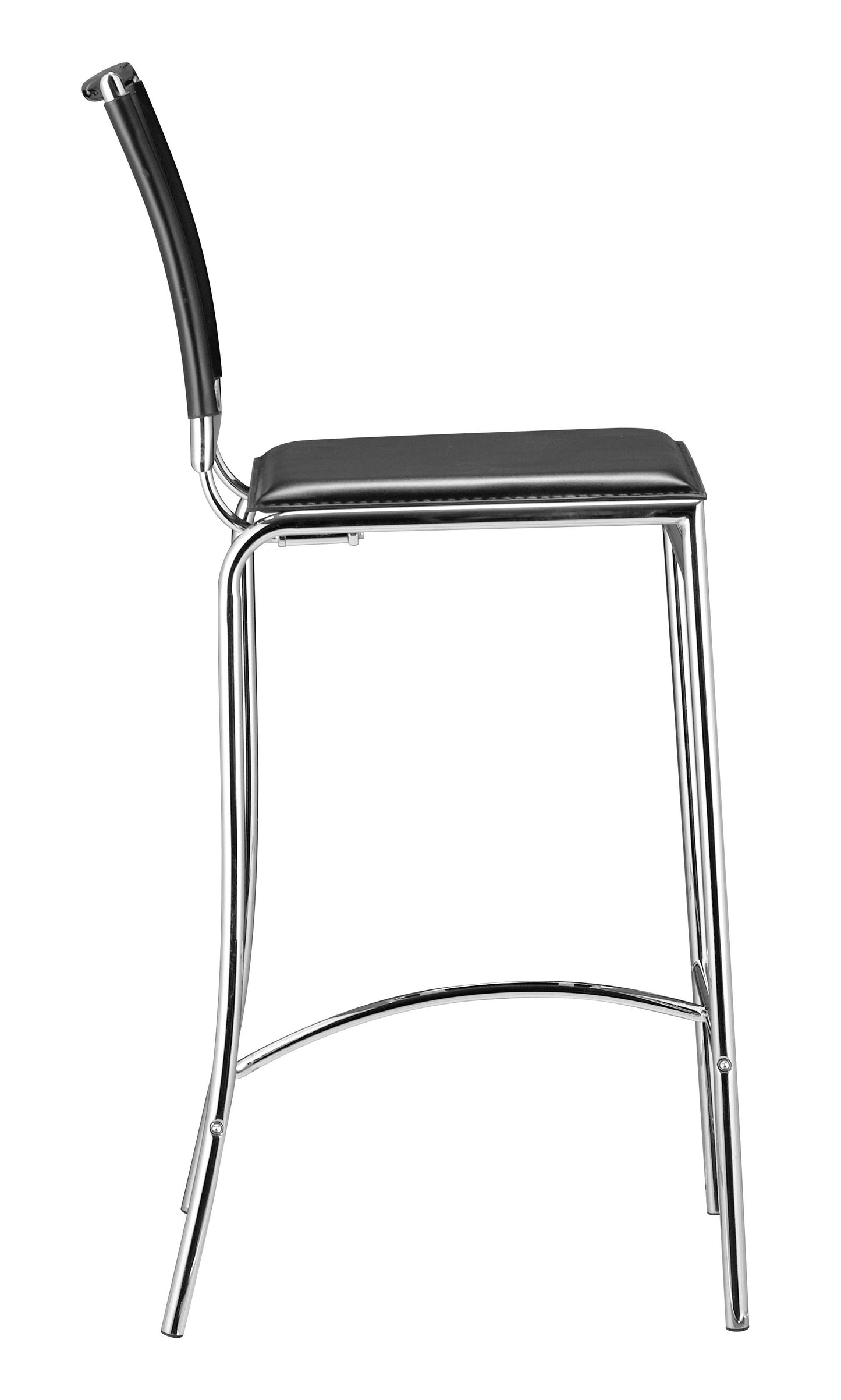 Set Of Two 38" Black Steel Low Back Chairs With Footrest
