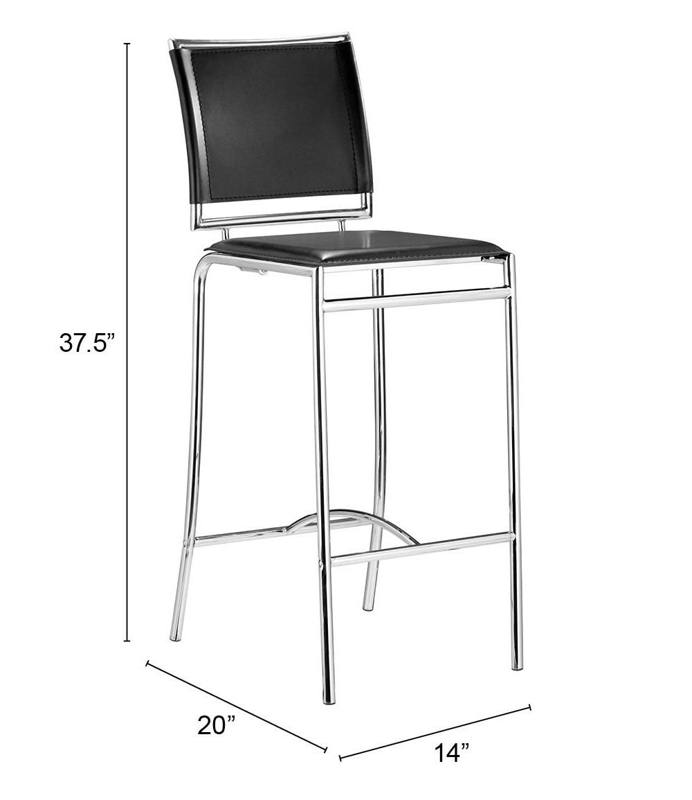 Set Of Two 38" Black Steel Low Back Chairs With Footrest