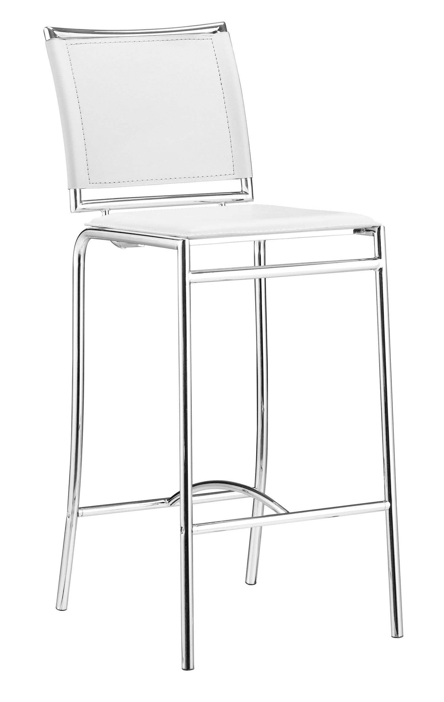 Set Of Two 38" White Steel Low Back Chairs With Footrest