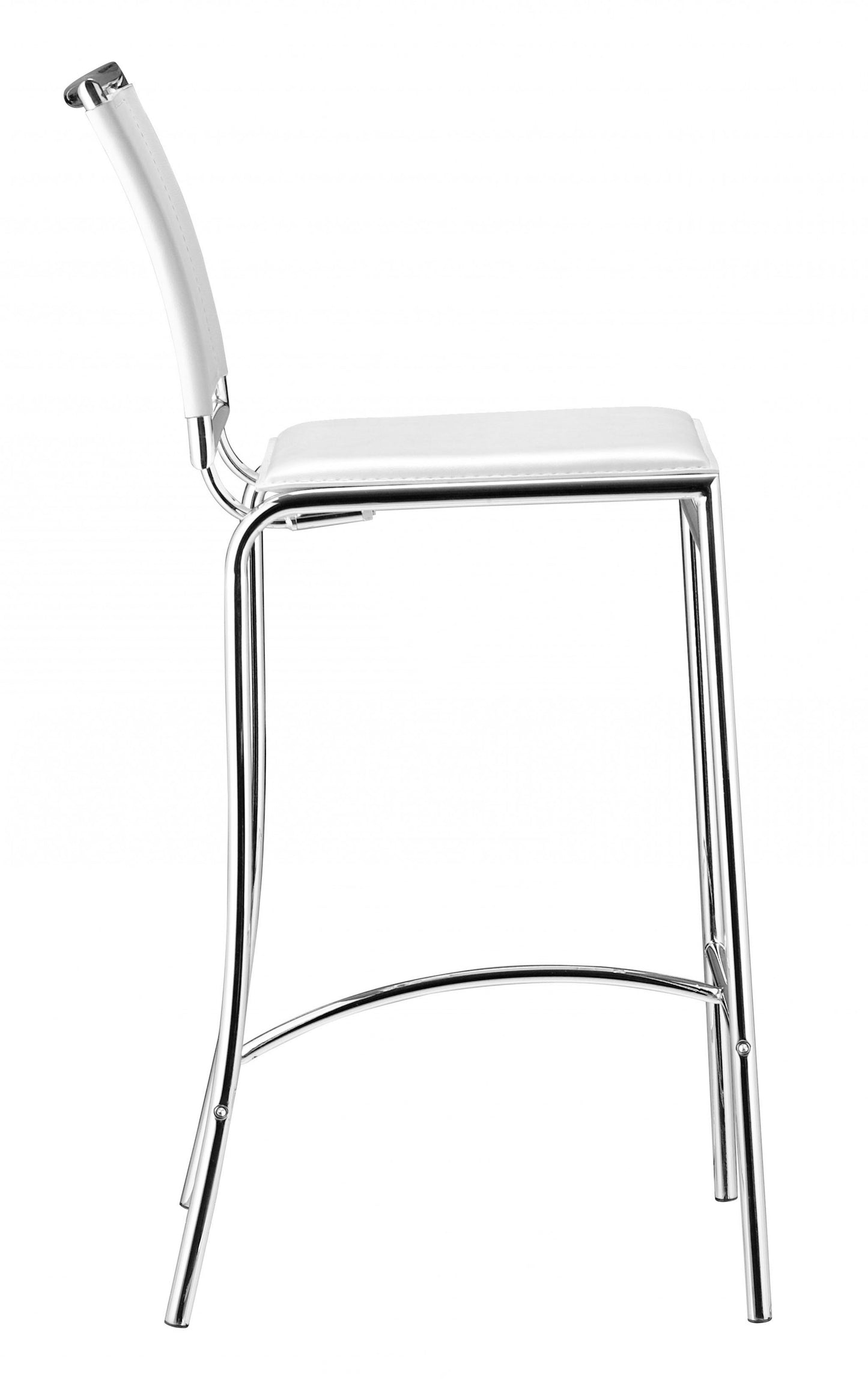 Set Of Two 38" White Steel Low Back Chairs With Footrest