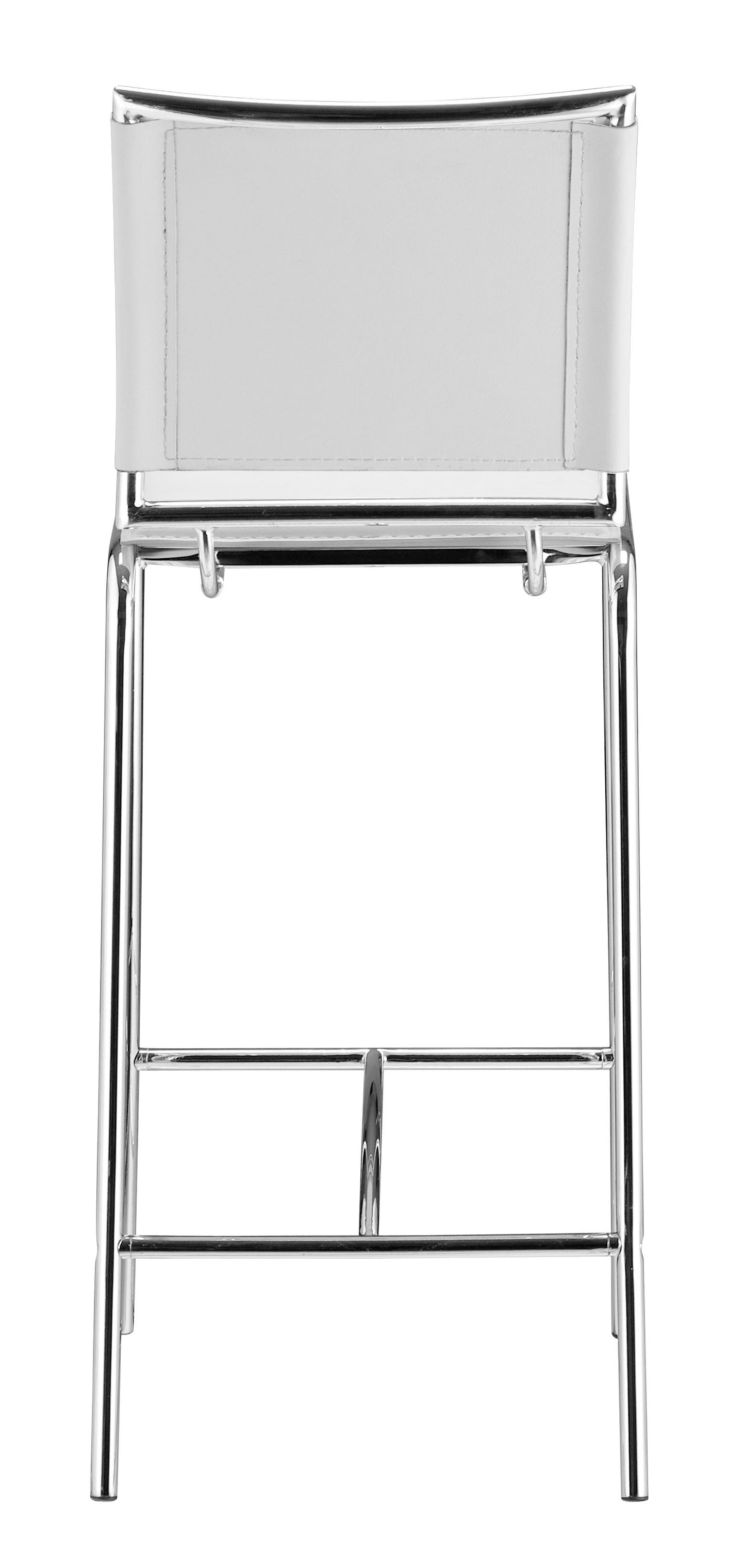 Set Of Two 38" White Steel Low Back Chairs With Footrest