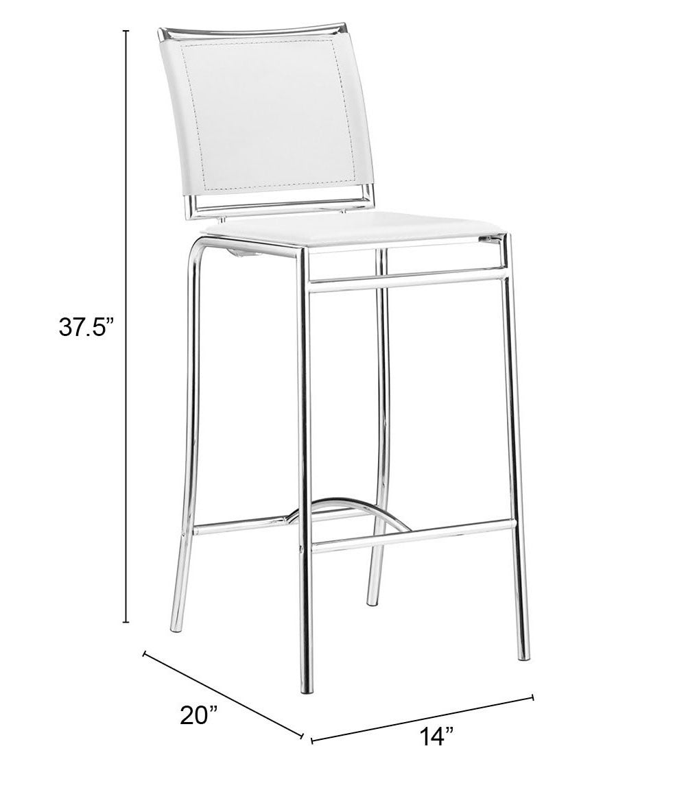 Set Of Two 38" White Steel Low Back Chairs With Footrest