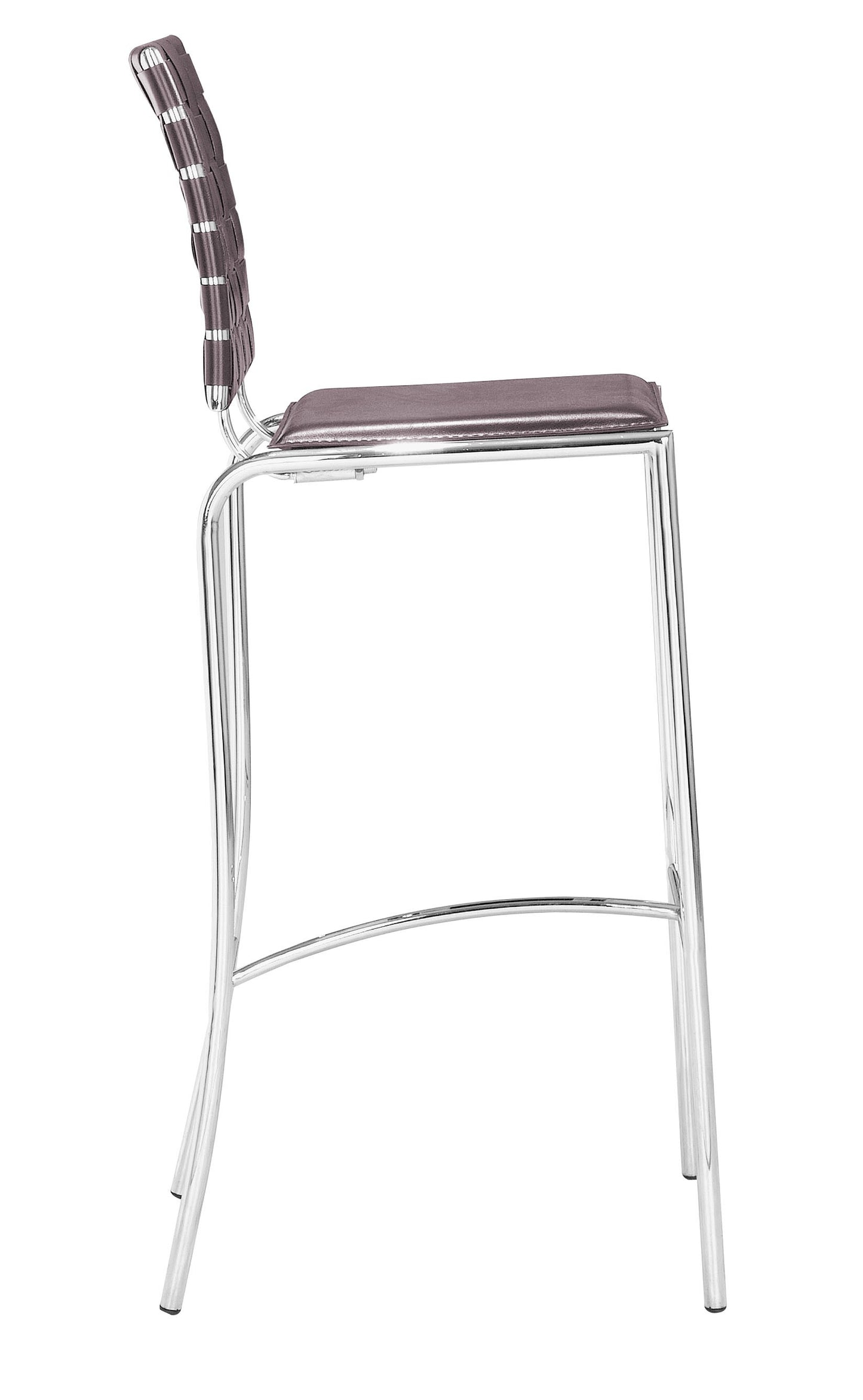 Set Of Two 41" Espresso And Silver Steel Low Back Bar Height Chairs With Footrest