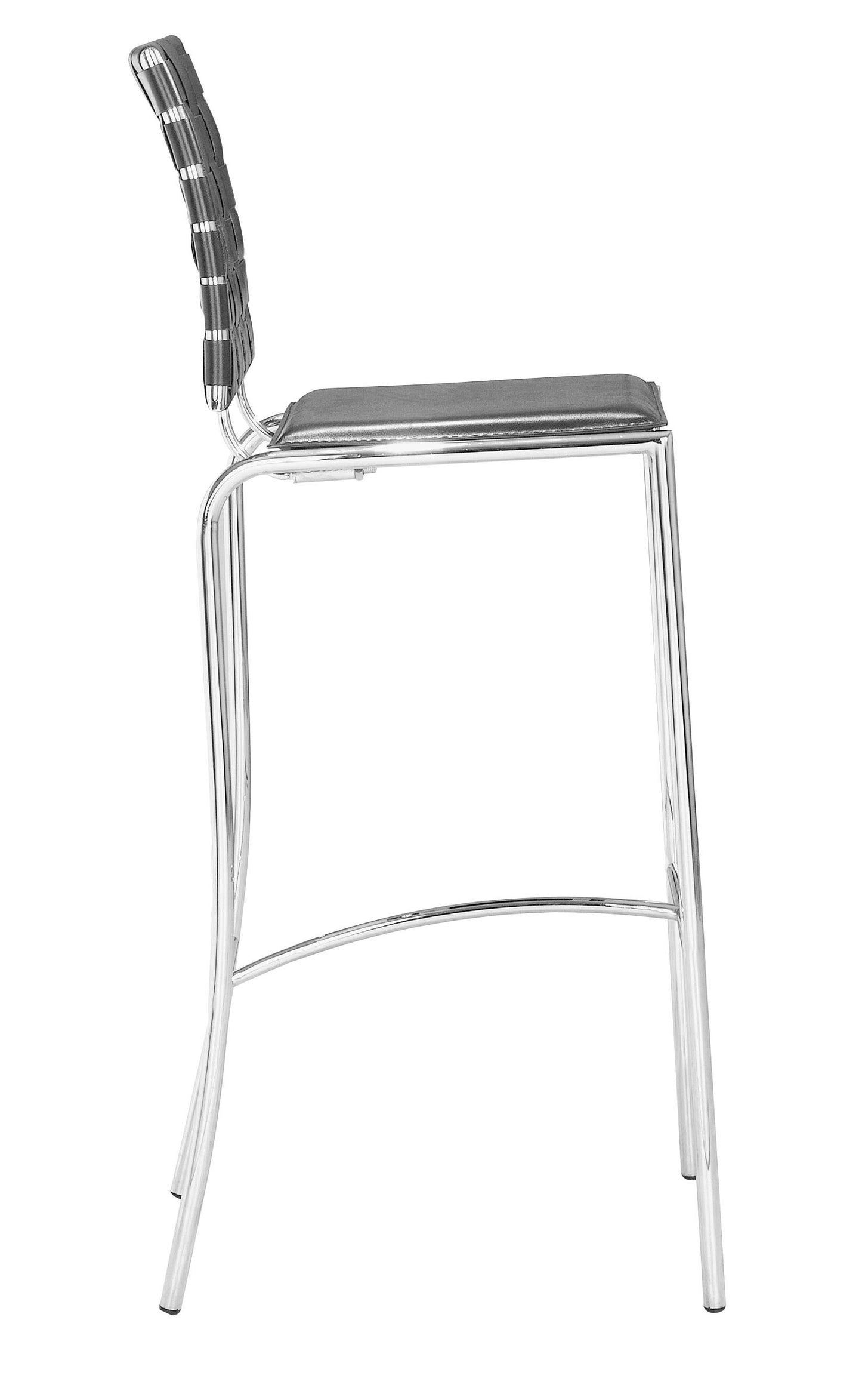 Set Of Two 41" Black And Silver Steel Low Back Bar Height Chairs With Footrest