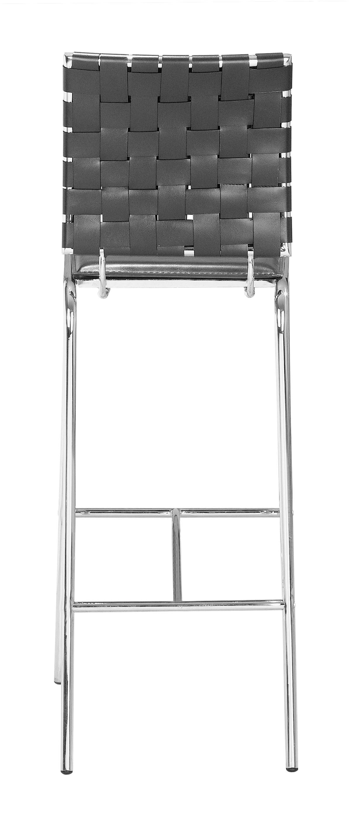 Set Of Two 41" Black And Silver Steel Low Back Bar Height Chairs With Footrest