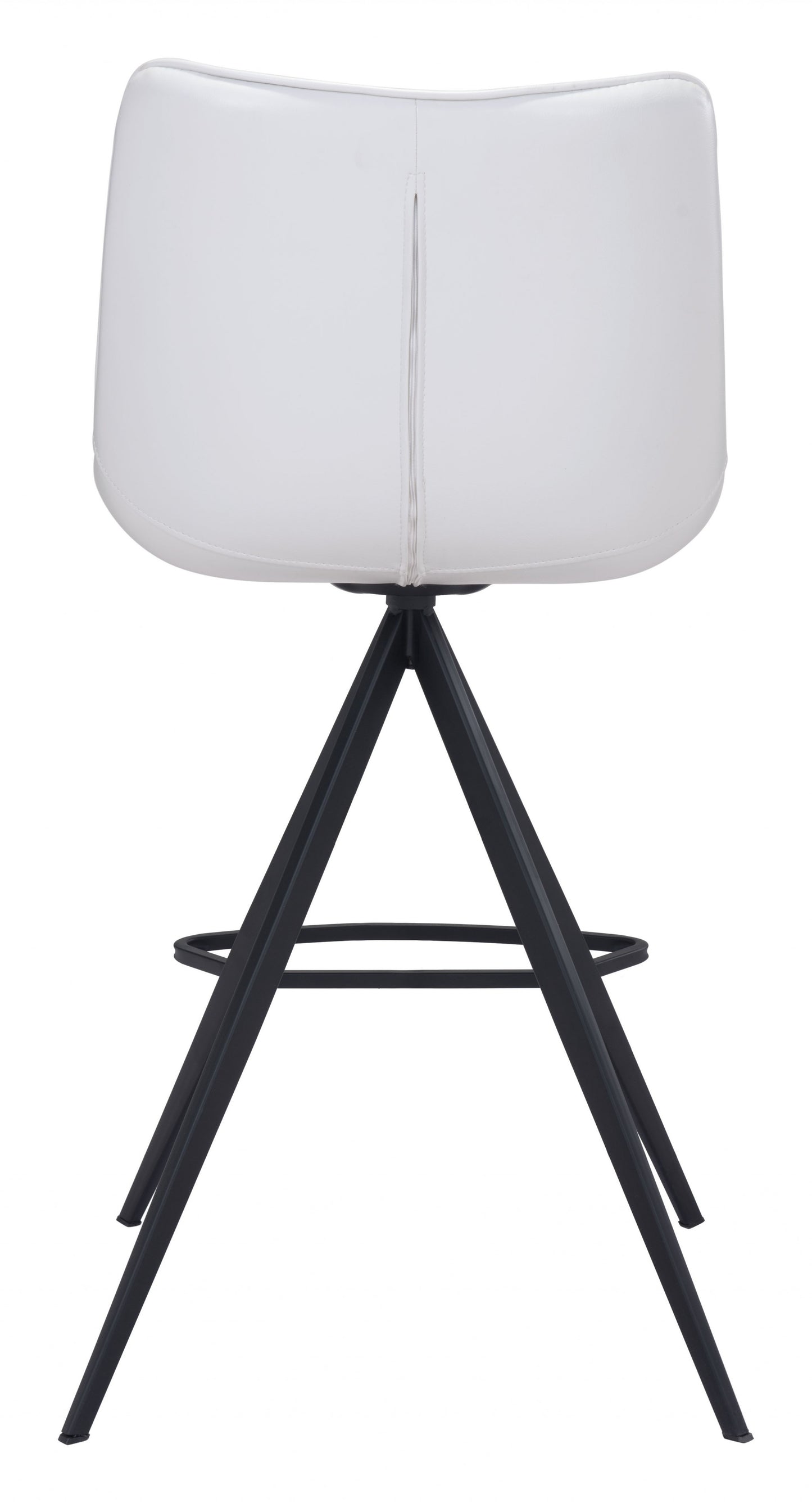 Set Of Two 39" White And Black Steel Low Back Counter Height Bar Chairs With Footrest