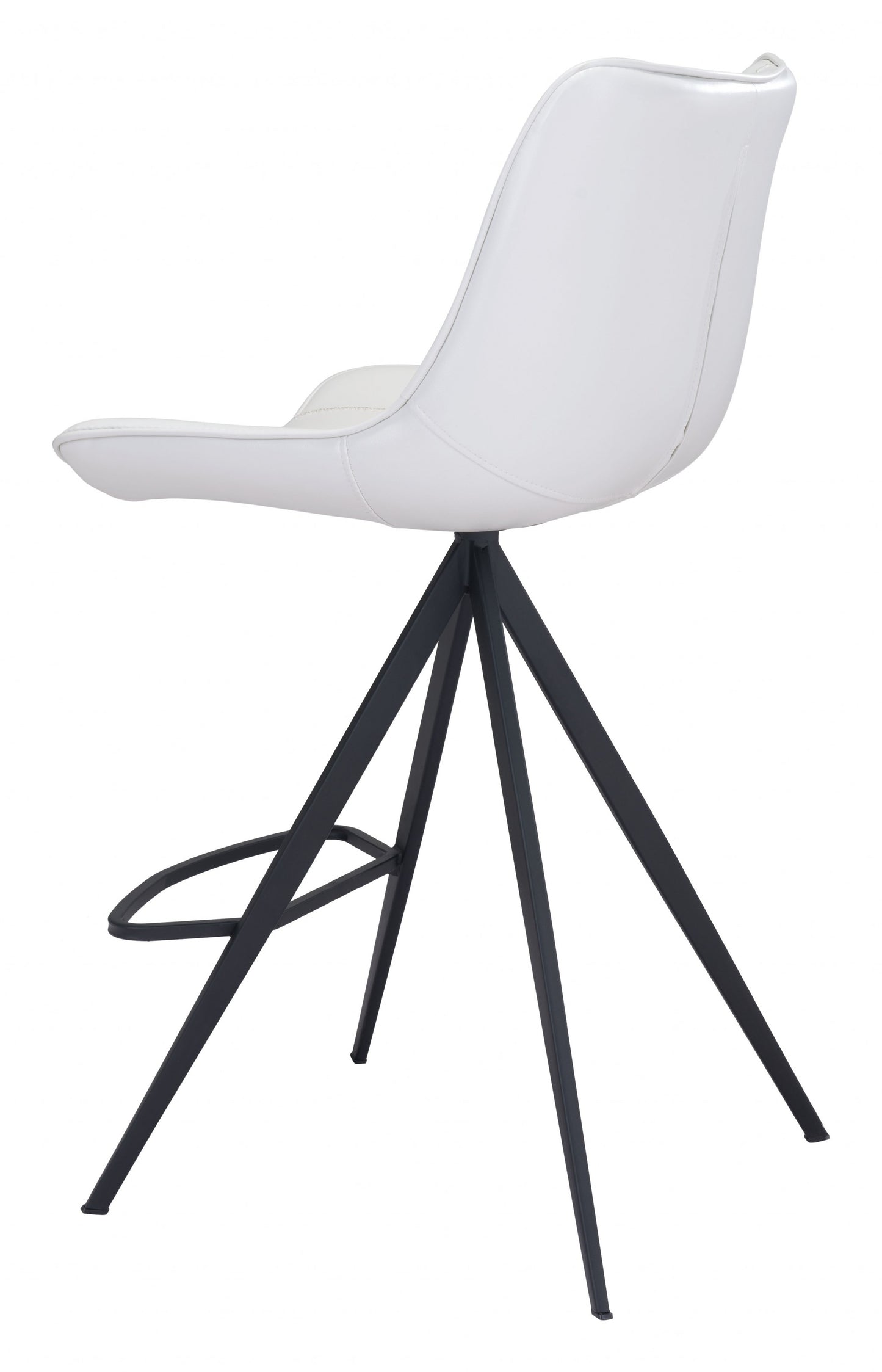 Set Of Two 39" White And Black Steel Low Back Counter Height Bar Chairs With Footrest