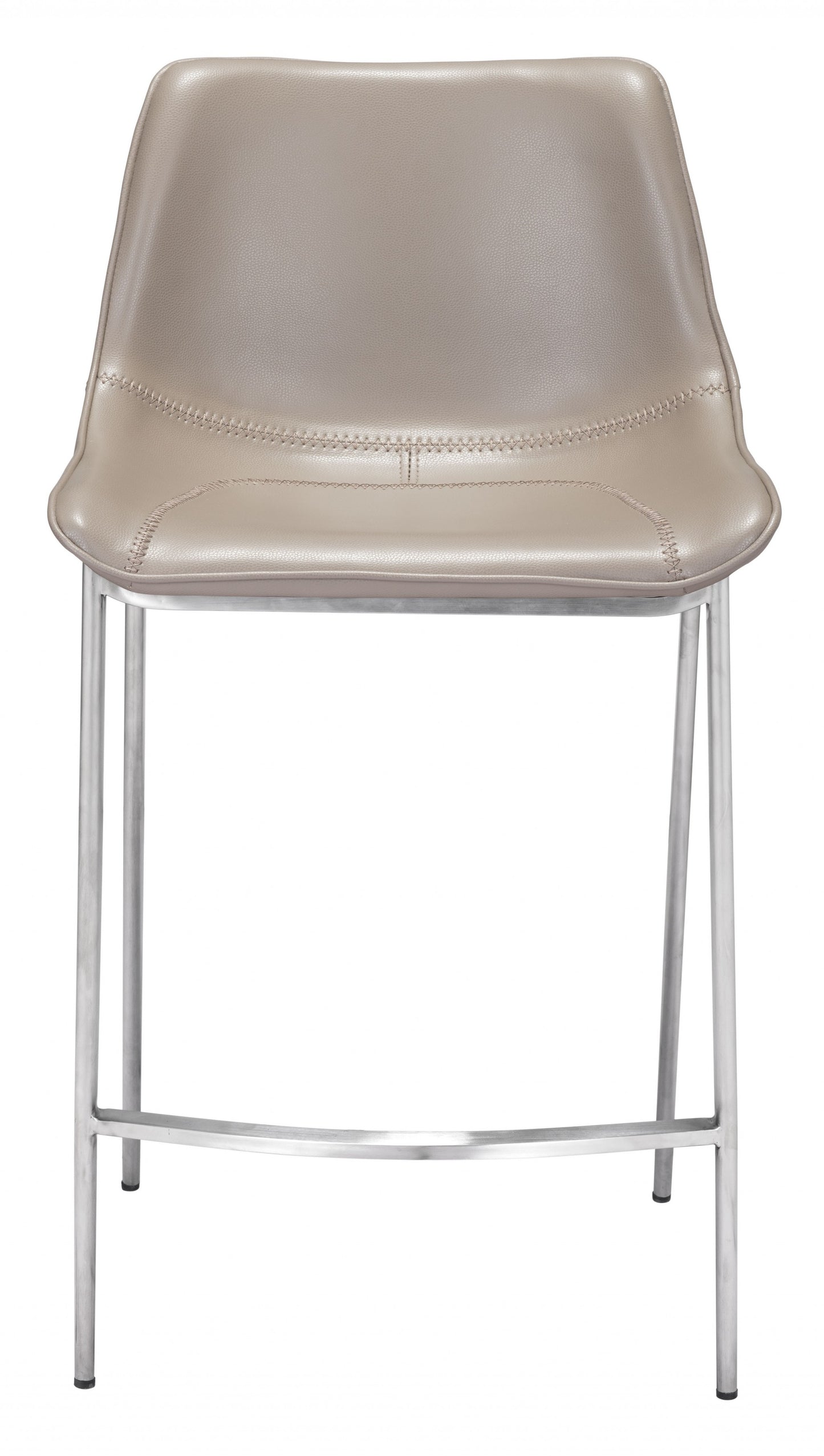 Set Of Two 40" Gray And Silver Steel Low Back Counter Height Bar Chairs With Footrest