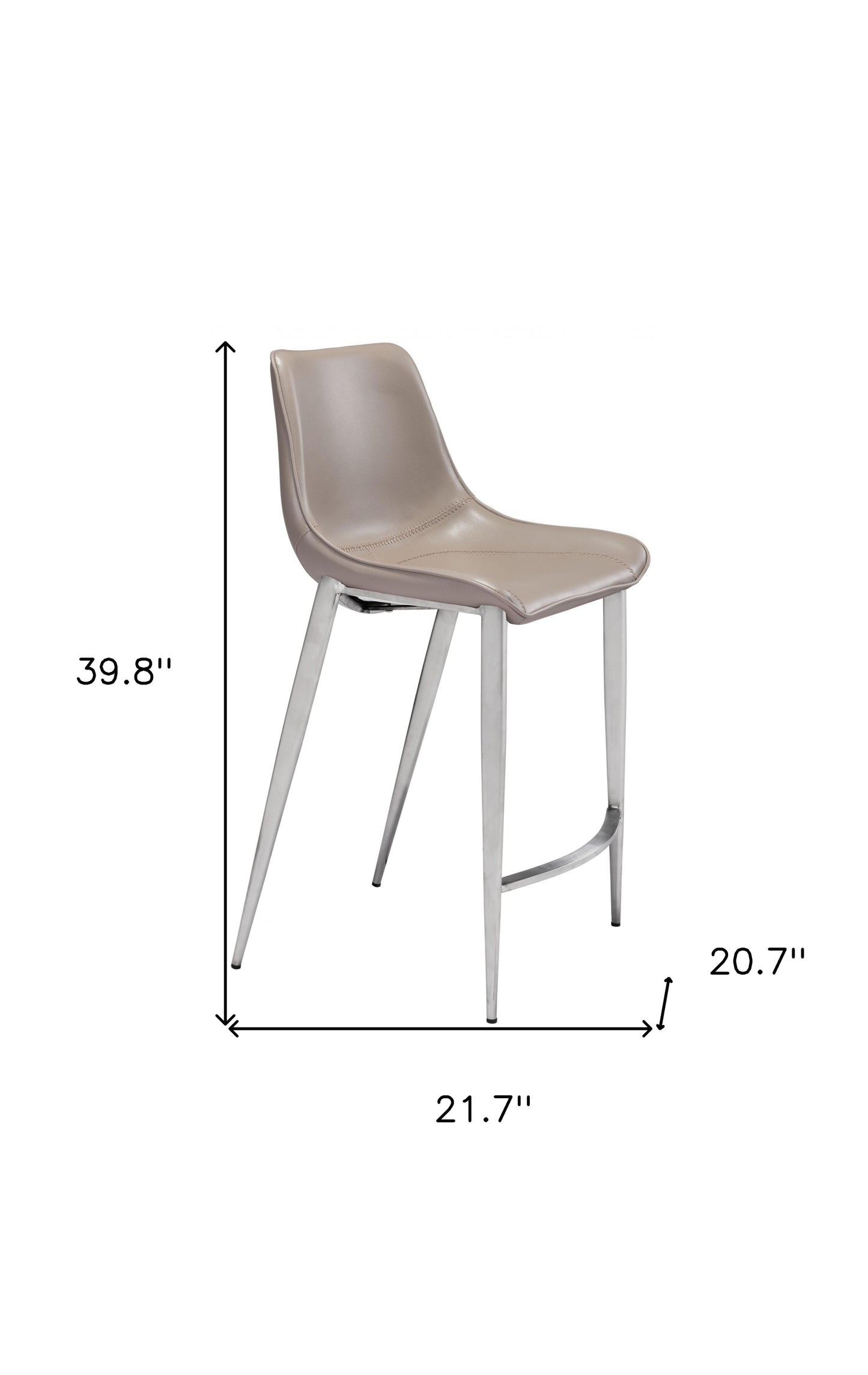 Set Of Two 40" Gray And Silver Steel Low Back Counter Height Bar Chairs With Footrest
