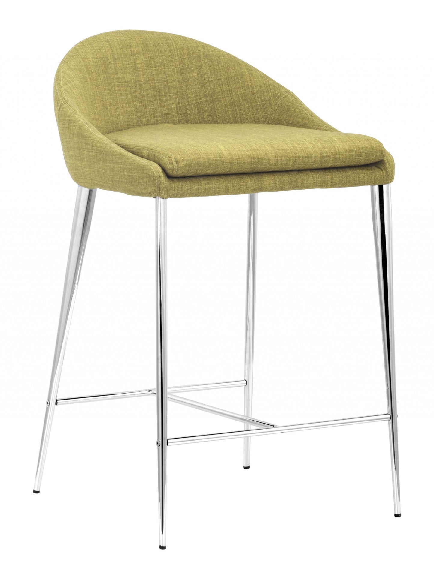 Set Of Two 30" Green and Steel Low Back Counter Height Bar Chairs