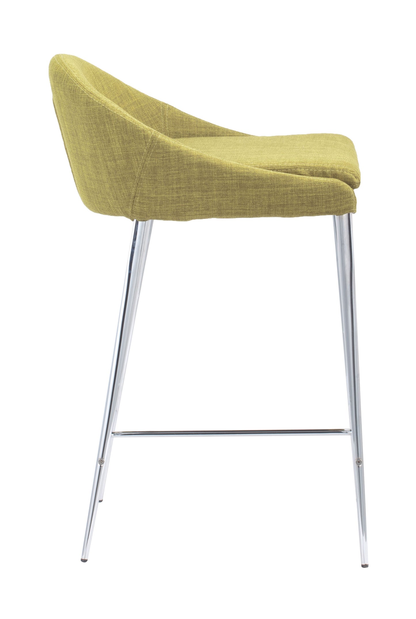 Set Of Two 30" Green and Steel Low Back Counter Height Bar Chairs